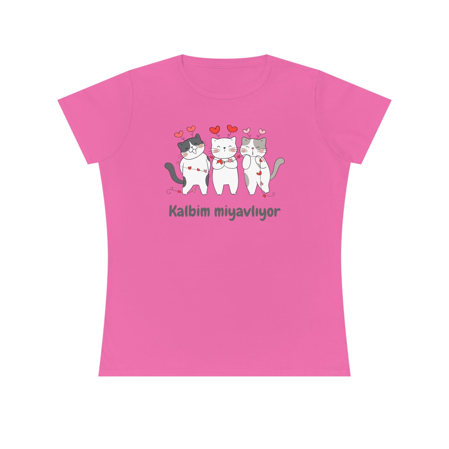 Katzen T Shirt Kalbim Miyavliyor Herzmotiv Lustiges Damen Shirt