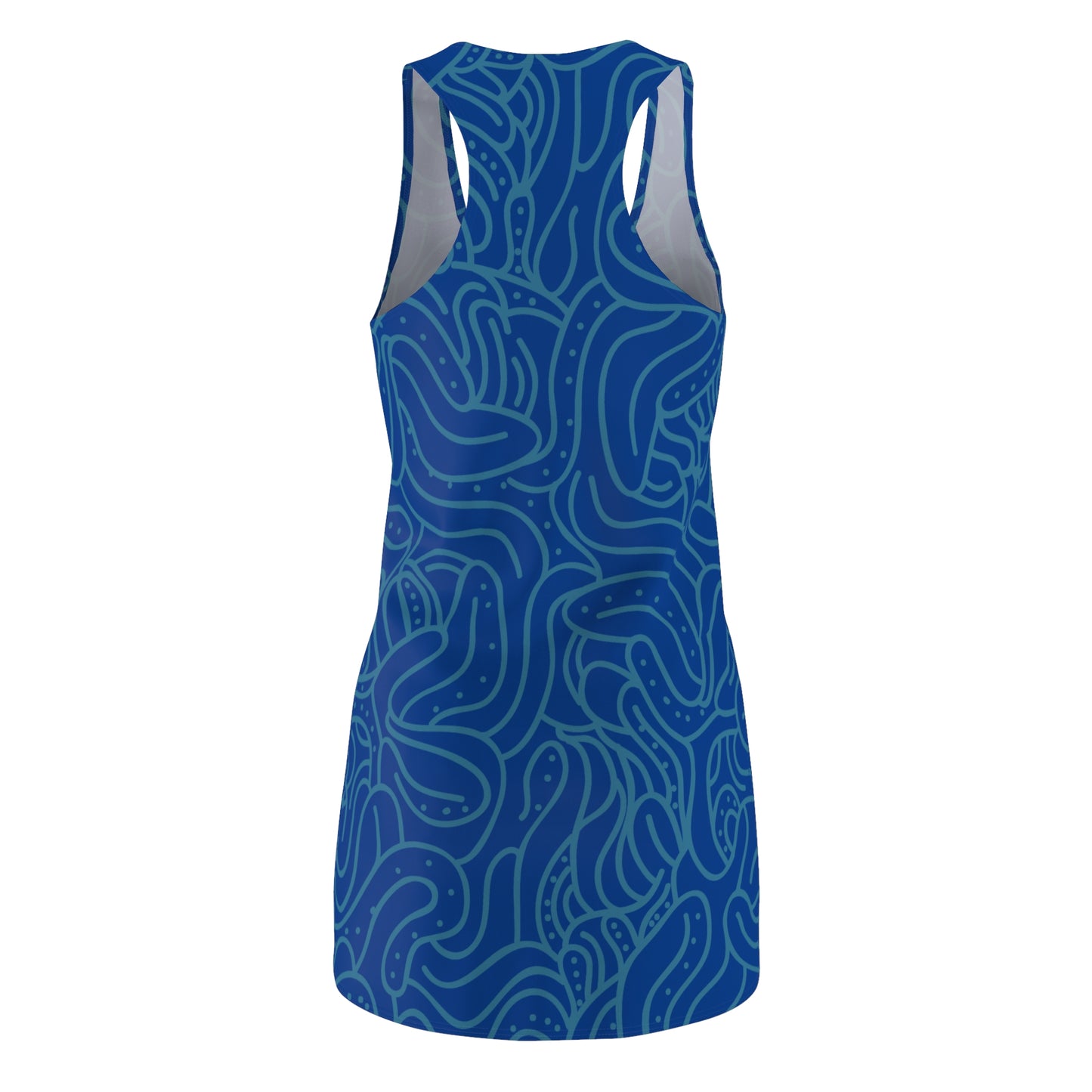 Racerback Kleid Blau Blau – Modernes Wellenmuster