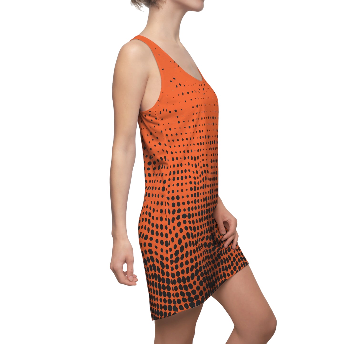 Punkte Gradient Racerback Kleid – Schwarz Orange Sommerkleid