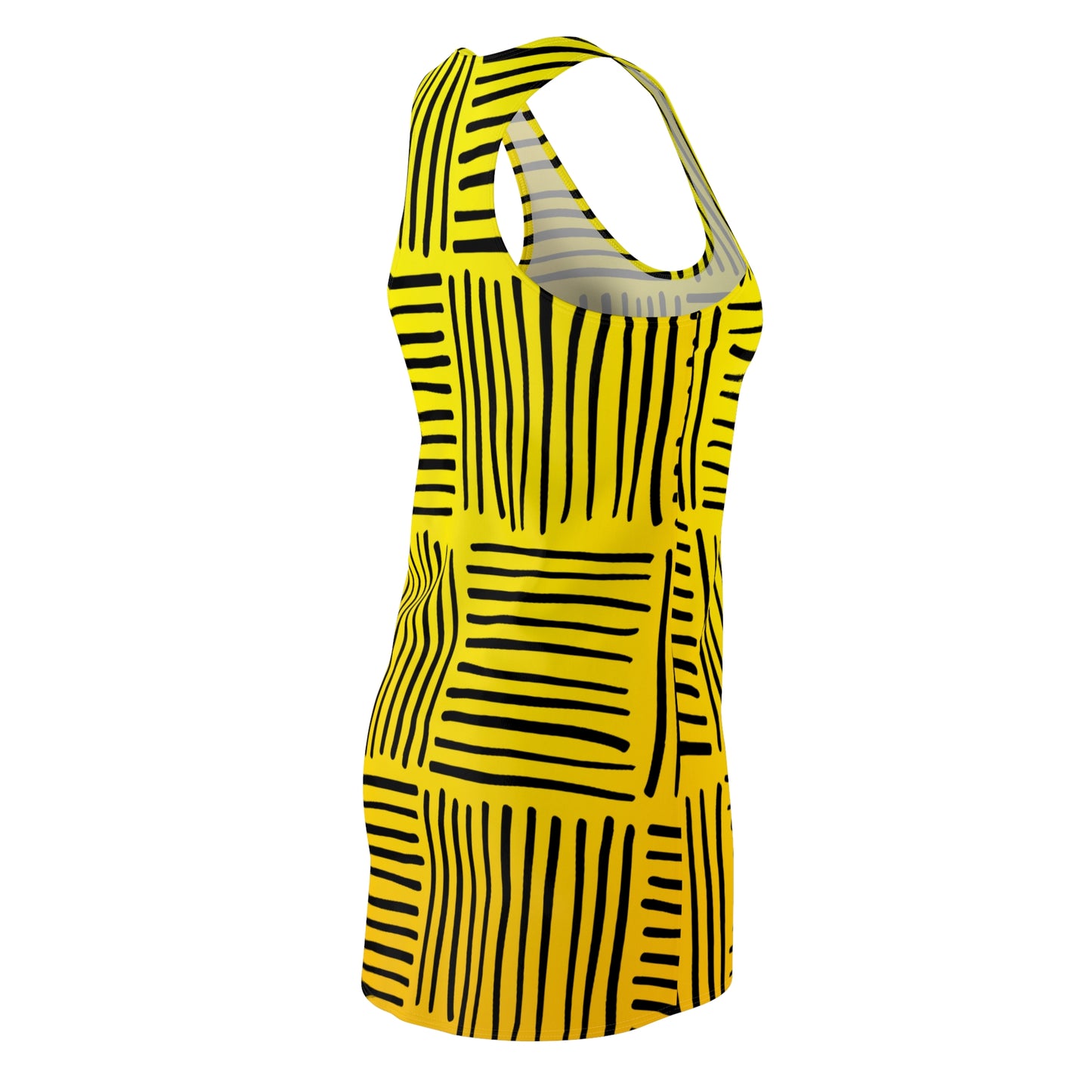 Gelbes Racerback Kleid – Sommerkleid mit modernem Streifenmuster