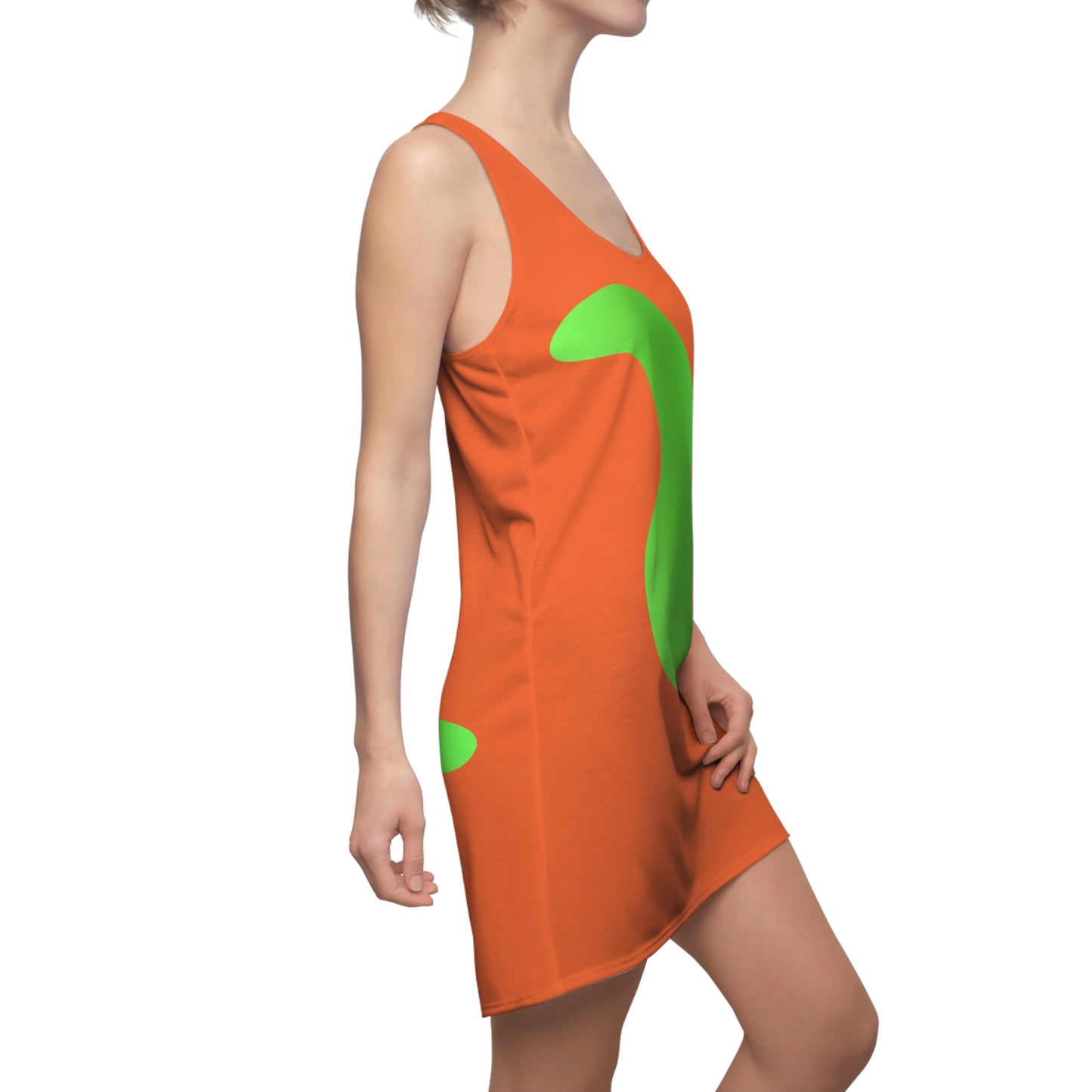 Orange Grün Abstrakt Racerback Kleid – Stylishes Sommerkleid