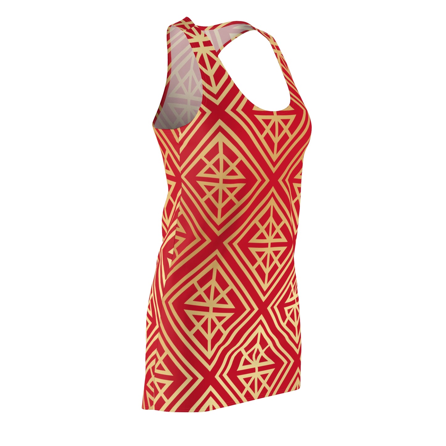Luxury Racerback Dress mit Geometric Gold Line Muster red