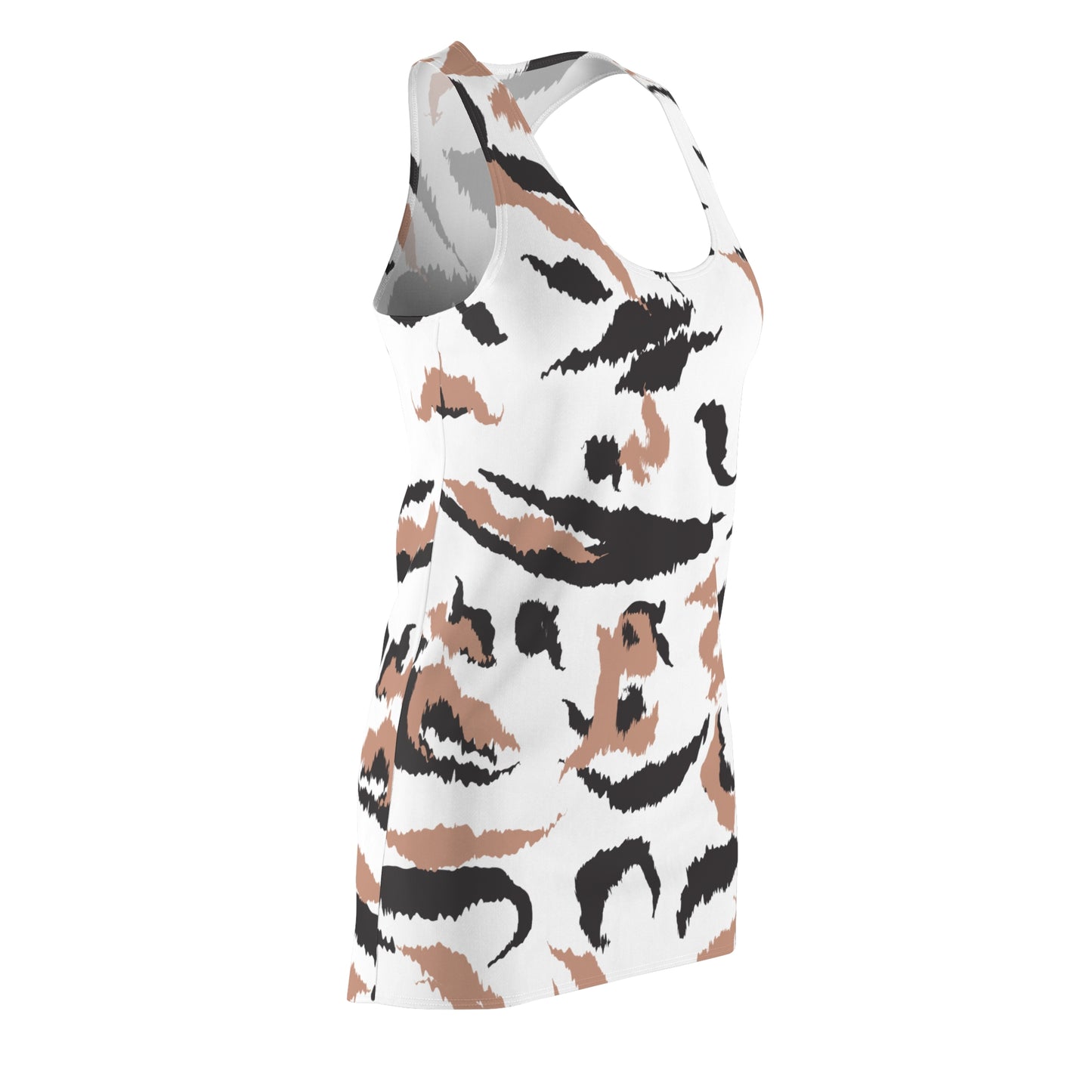 Abstrakt Racerback Kleid – Schwarz Beige Weiss Sommerkleid