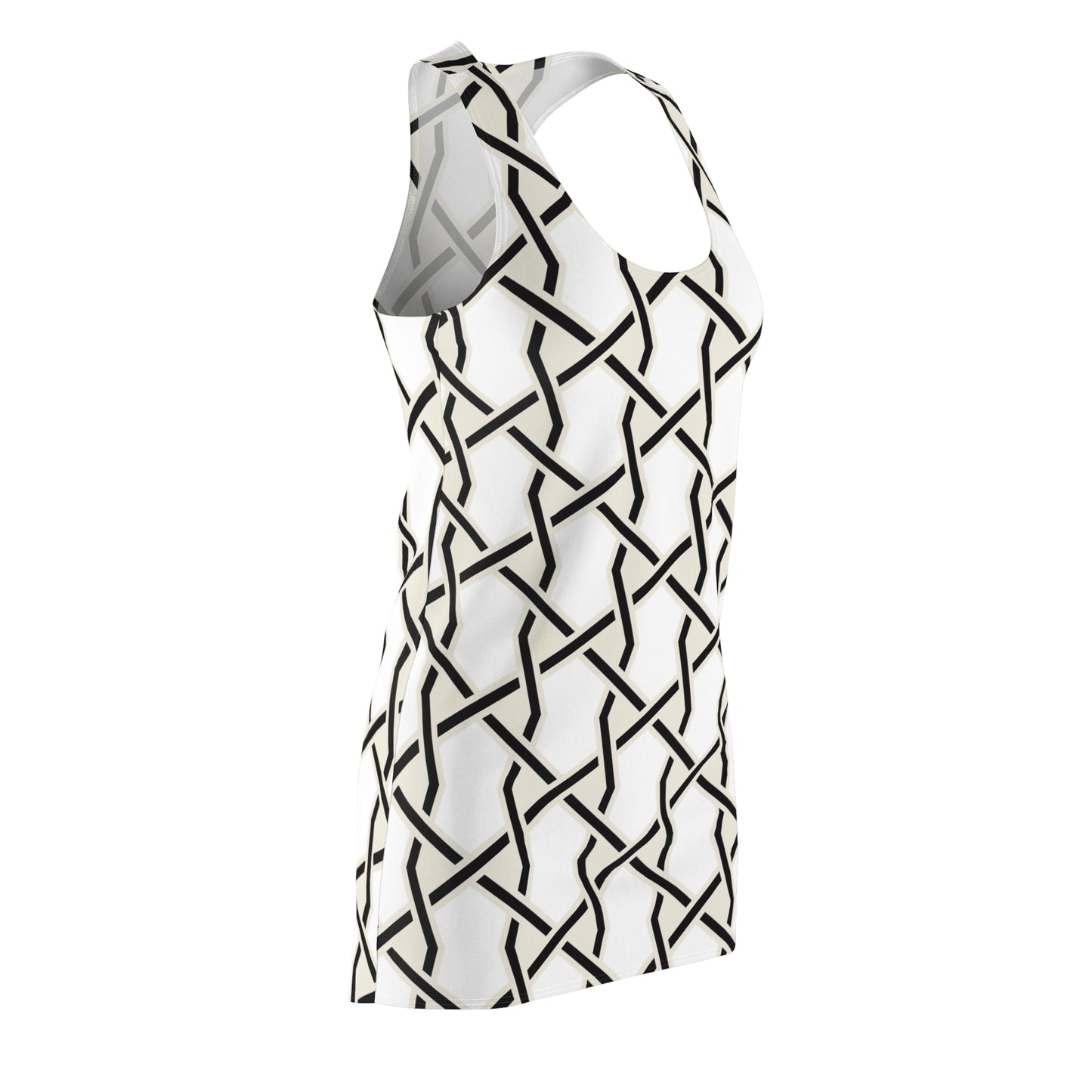 Weißes Racerback Kleid mit geometrischem Muster