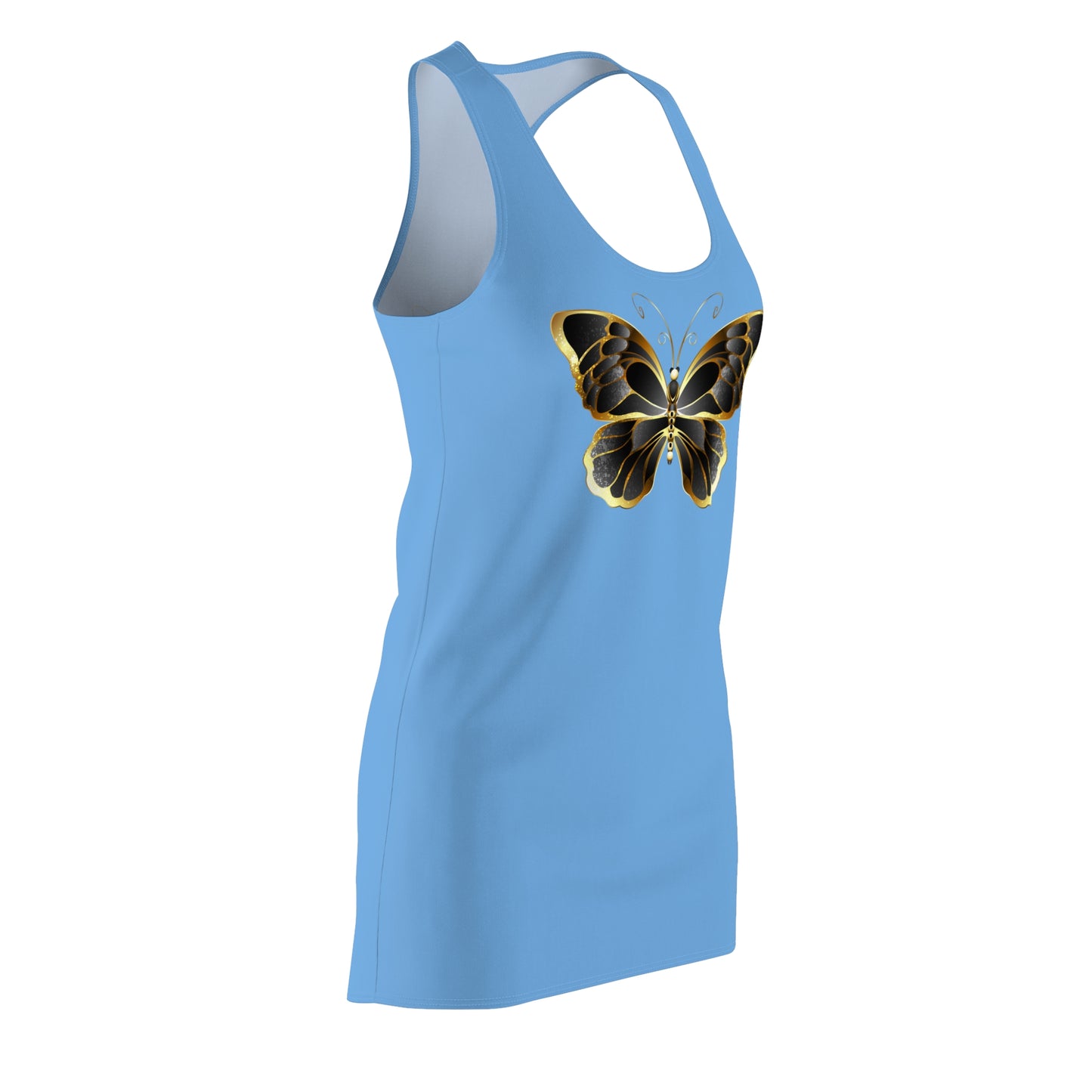 Hellblau Schmetterling Racerback Kleid Sommerkleid