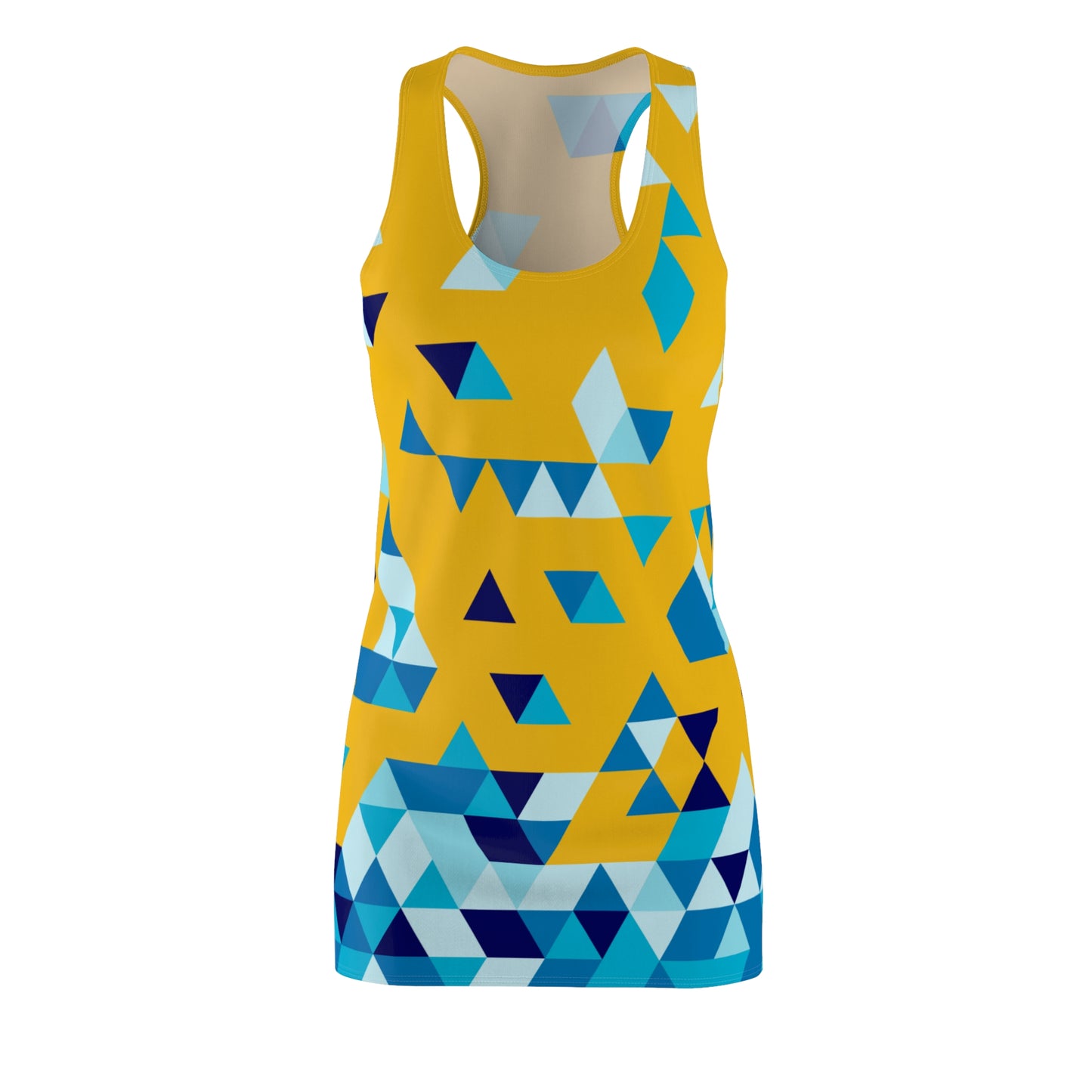 Dreieck Racerback Kleid – Blau Gelb Sommerkleid