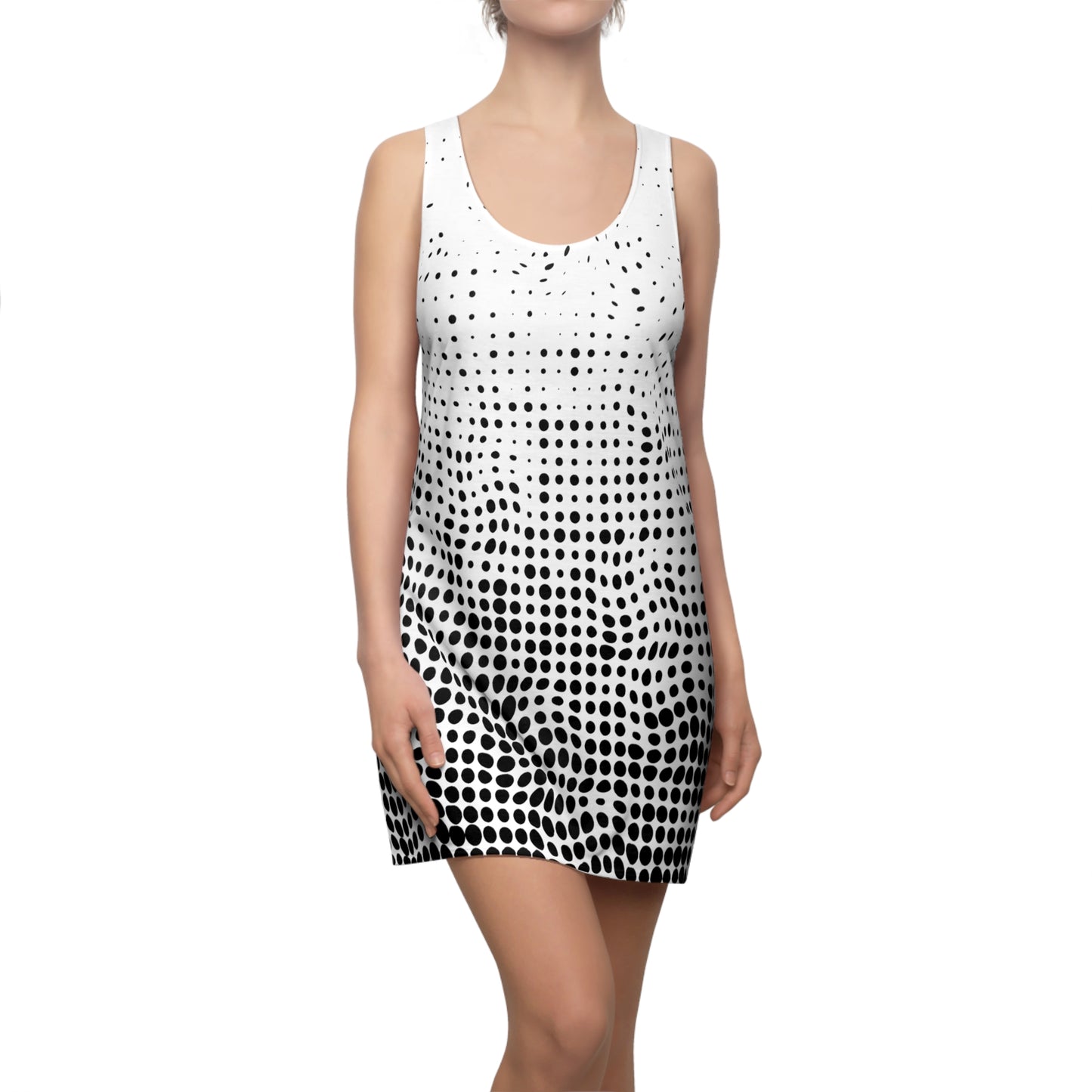 Punkte Gradient Racerback Kleid – Schwarz Weiß Sommerkleid