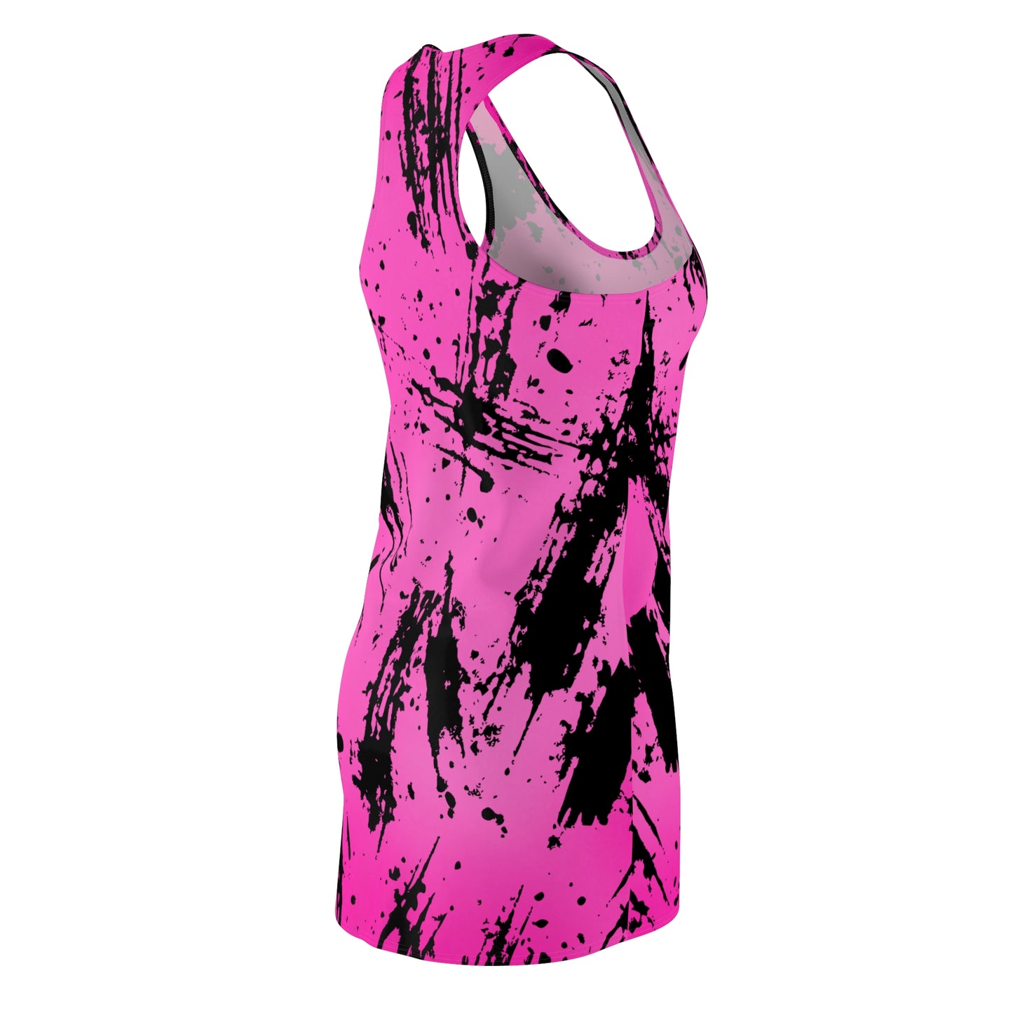 Racerback Kleid mit schwarzem Splash-Muster in Pink mit Farbverlauf