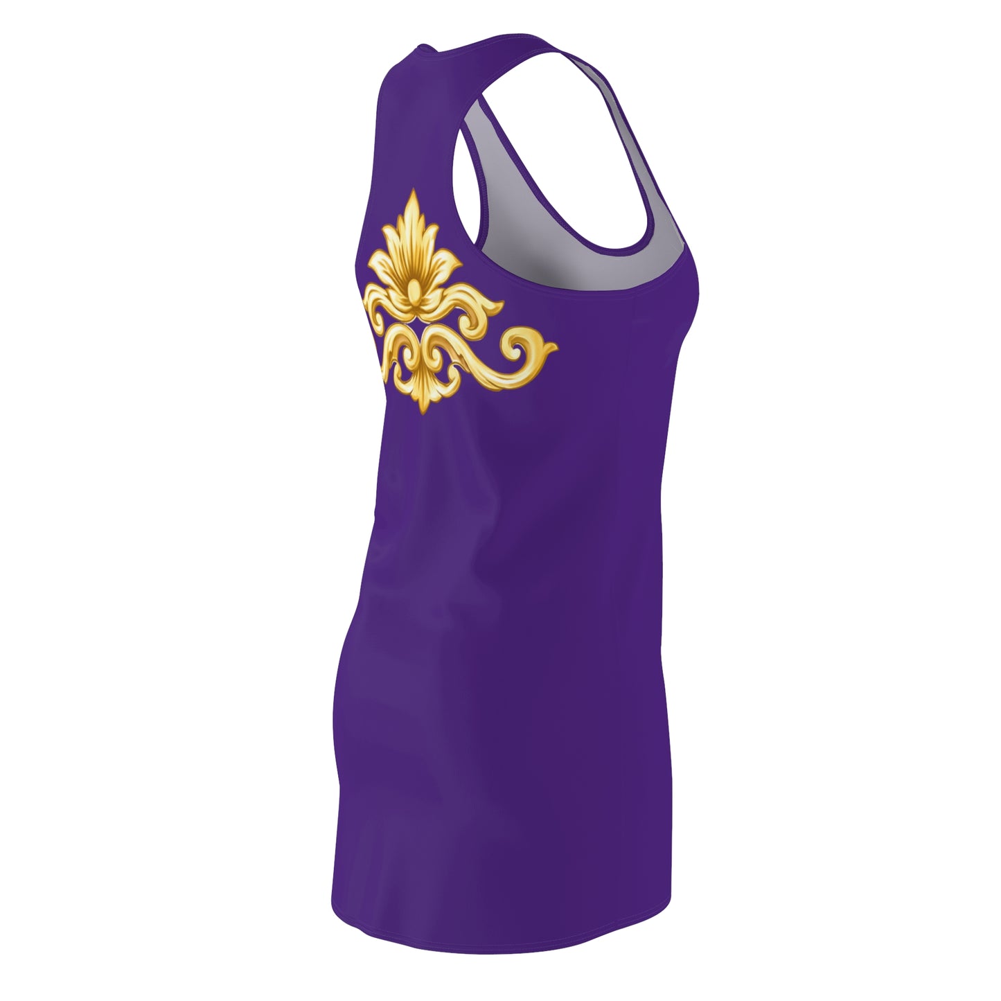 Elegant Baroque Damenkleid | Gold Ornament Racerback Kleid
