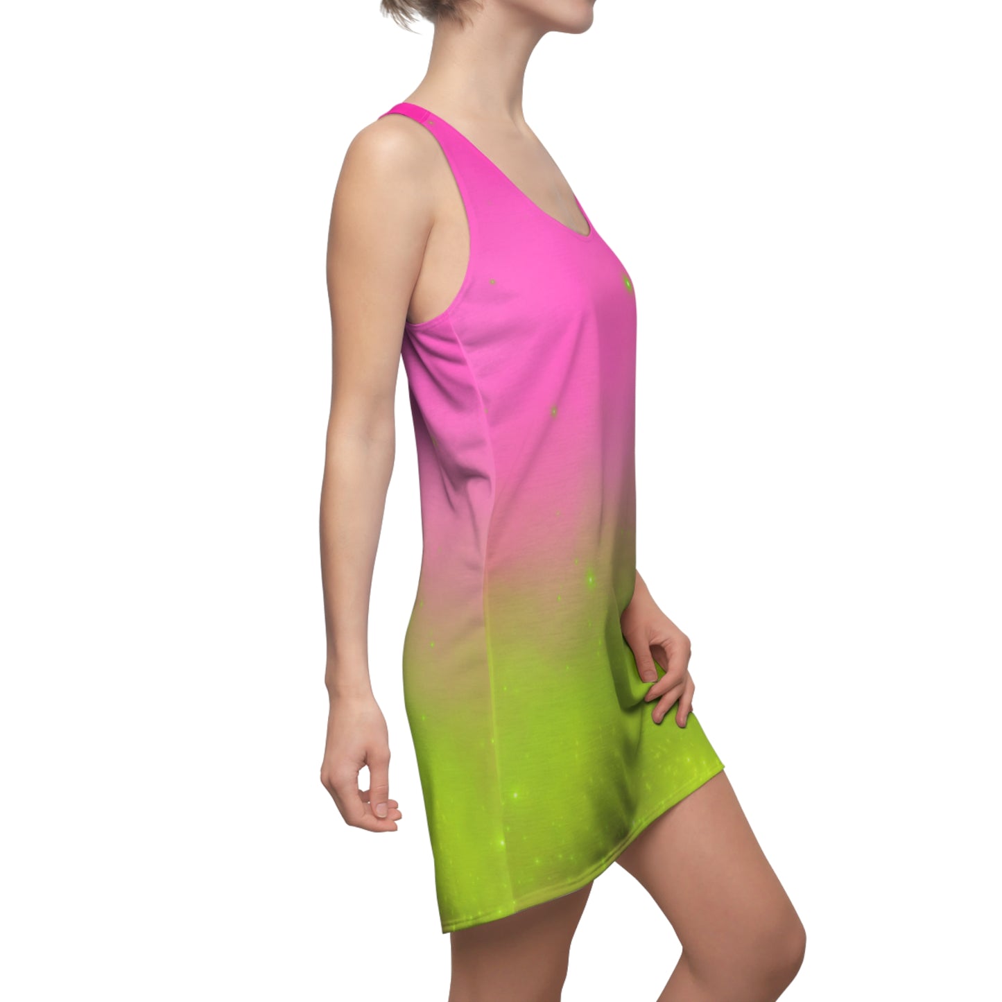 Racerback Kleid mit Pink-Grün Farbverlauf im minimalistischen Design