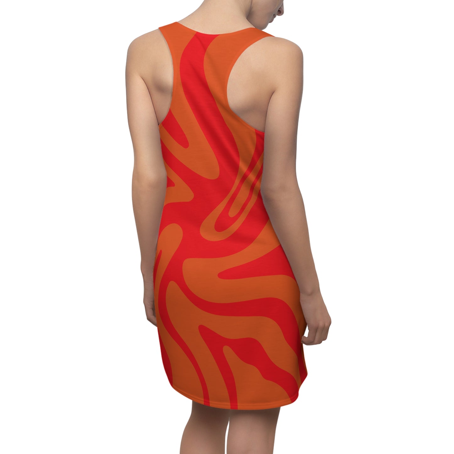 Rotes Damen Kleid Swirl Muster Racerback Sommer Bohemian Beach
