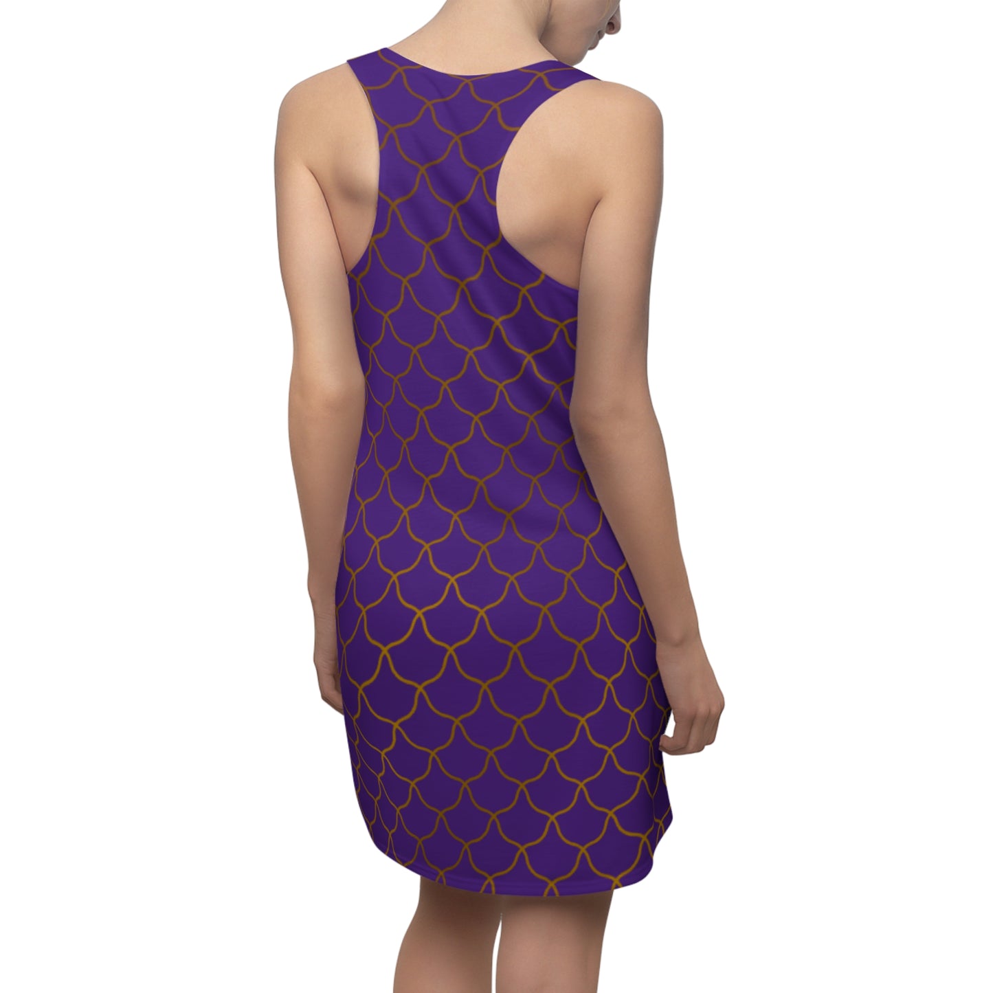 Luxury Racerback Dress mit Elegantem Goldmuster lila