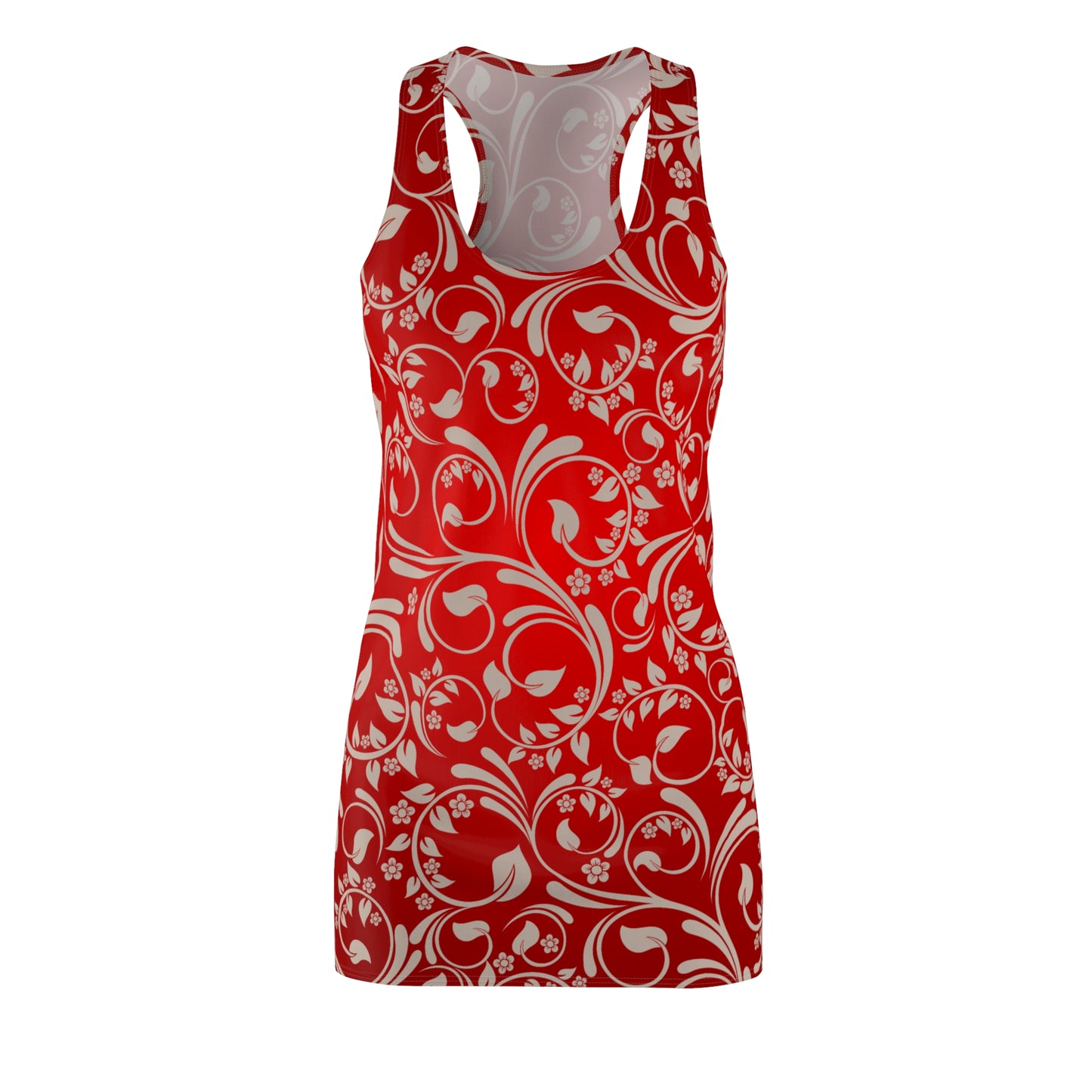 Rotes Racerback Kleid mit floralem Muster & sanftem Farbverlauf
