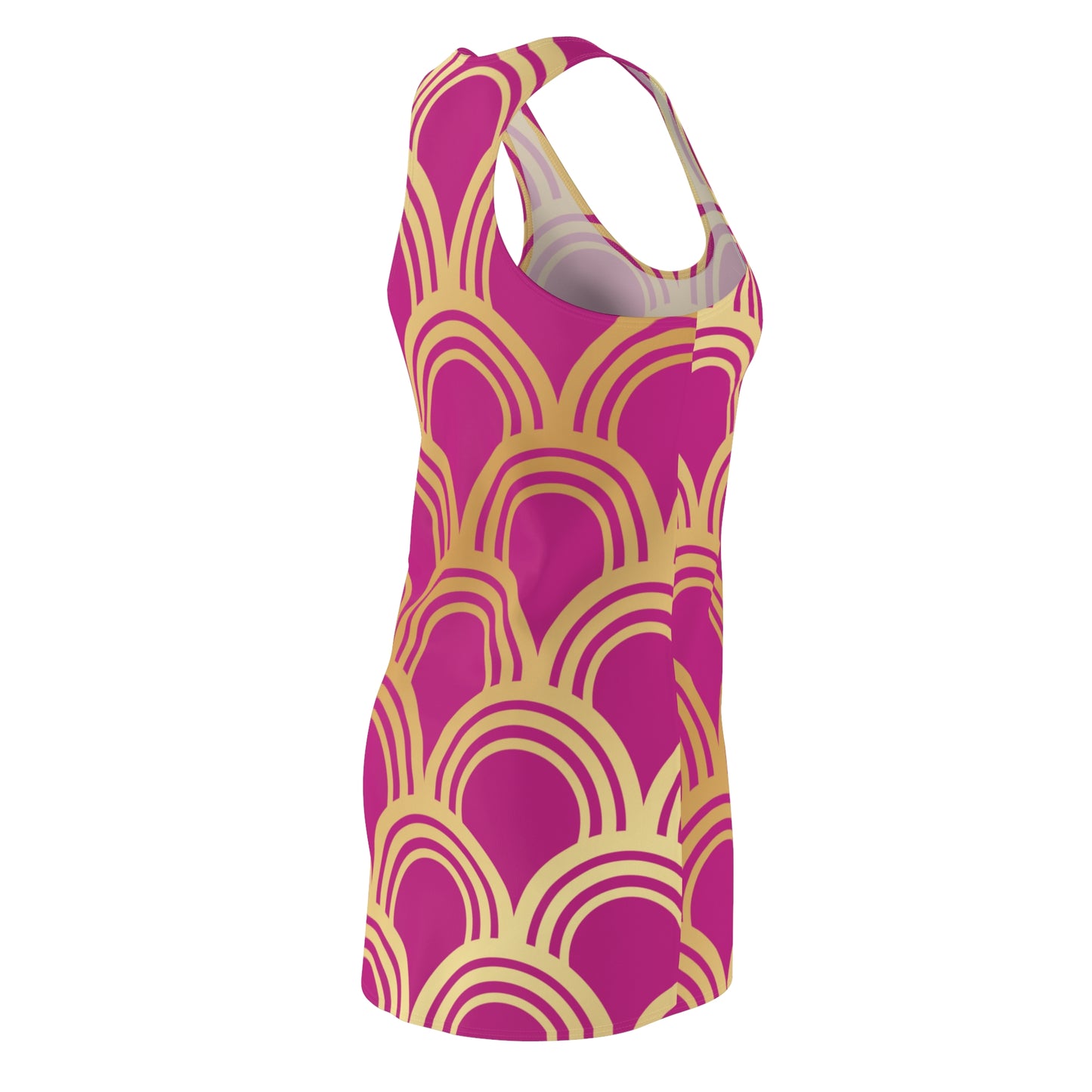 Luxury Racerback Dress mit Art Deco Bogen Muster pembe