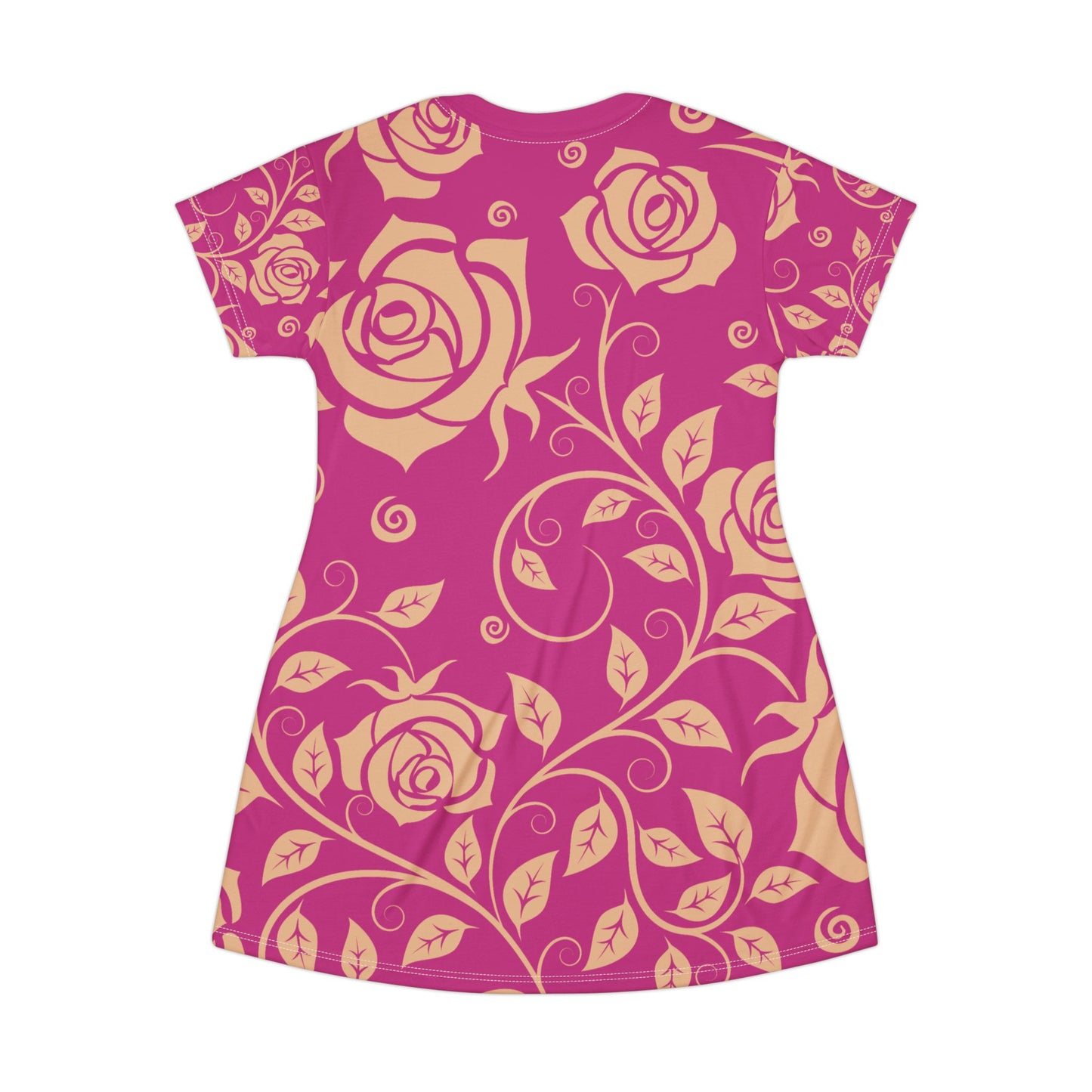 Pinkes Damen Kleid Blumen T Shirt Style Sommer Boho Casual