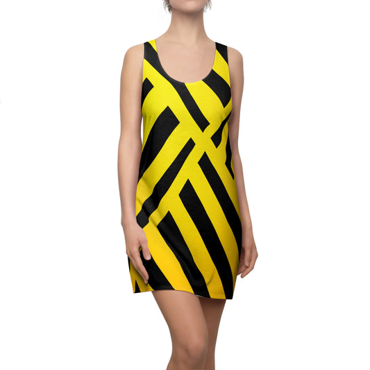 Gelbes Racerback Kleid – Stylisches Sommerkleid mit Linienmuster