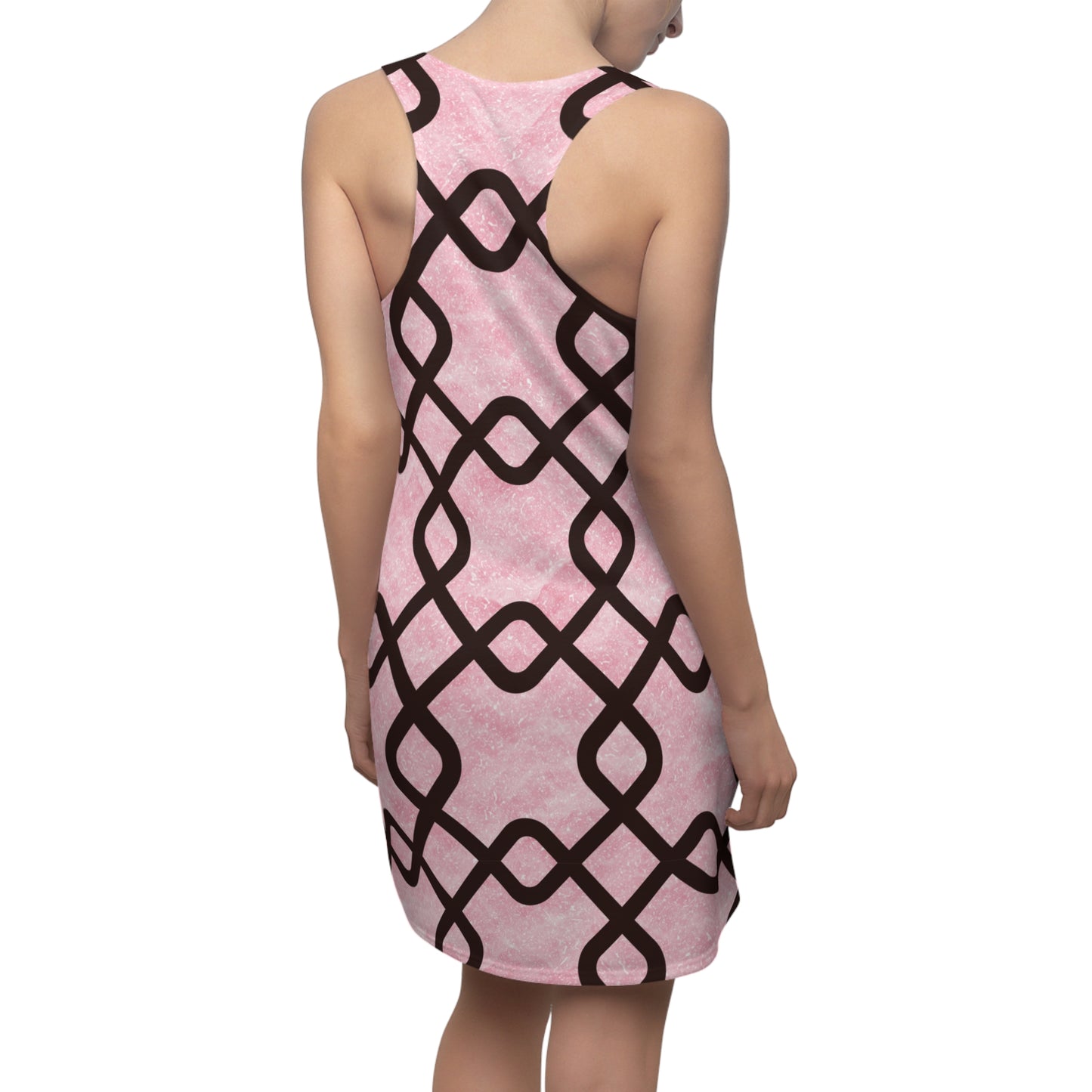 Rosa Racerback Kleid – Elegantes Sommerkleid mit geometrischem Muster