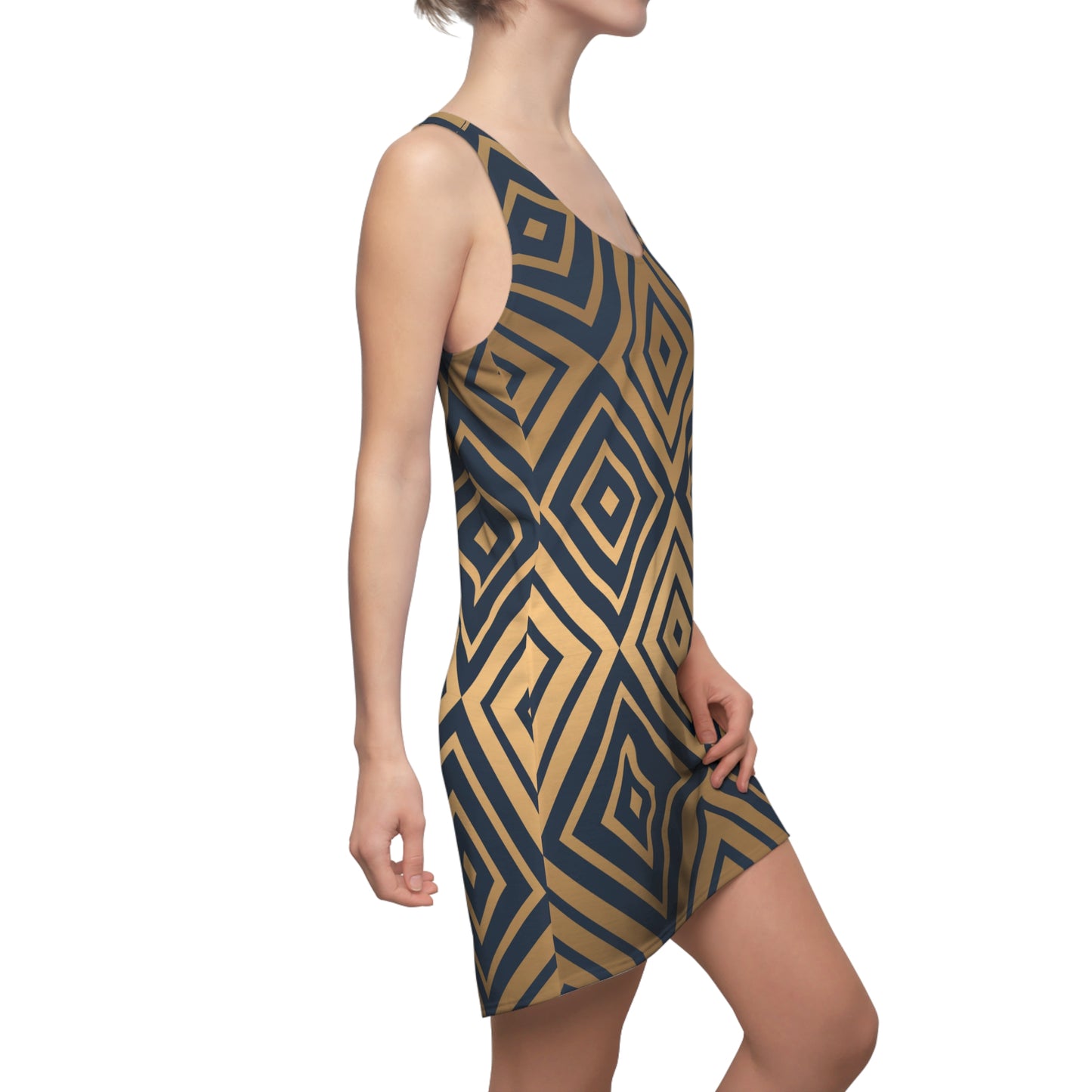 Diamond Pattern Racerback Kleid | Geometrisches Retro Design