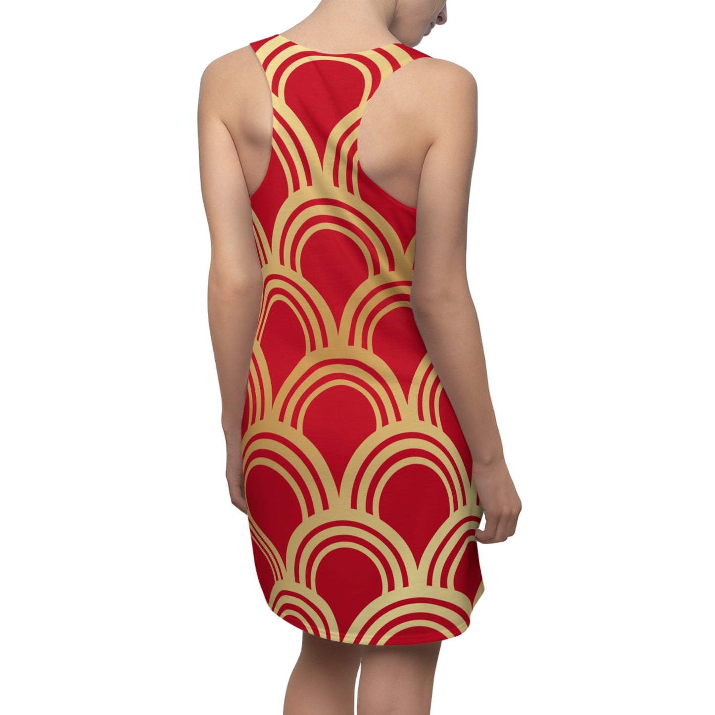 Luxury Racerback Dress mit Art Deco Bogen Muster red
