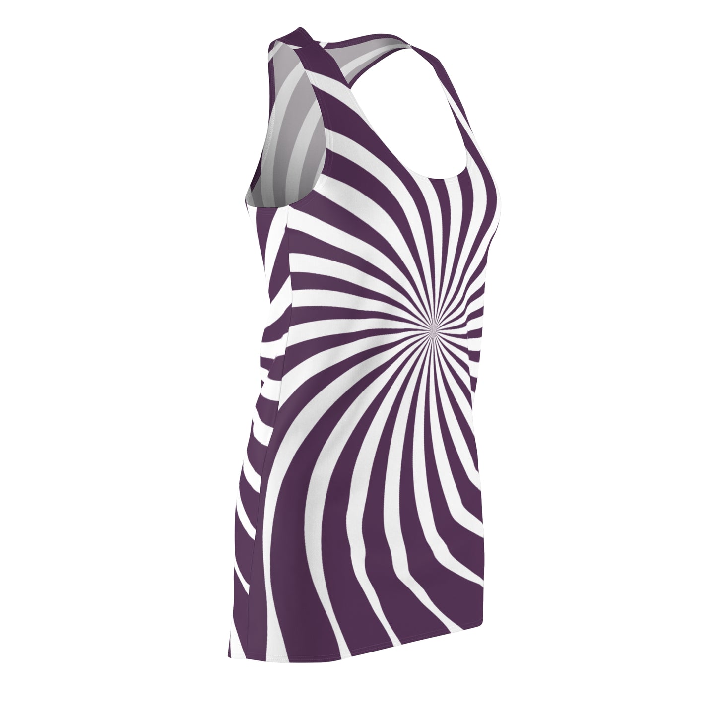 Lila Weiß Spirale Racerback Kleid – Trendiges Sommerkleid