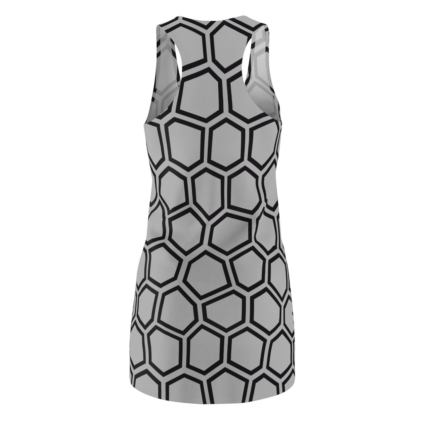 Racerback Kleid Schwarz Grau Hexagon Muster Damen Sommer