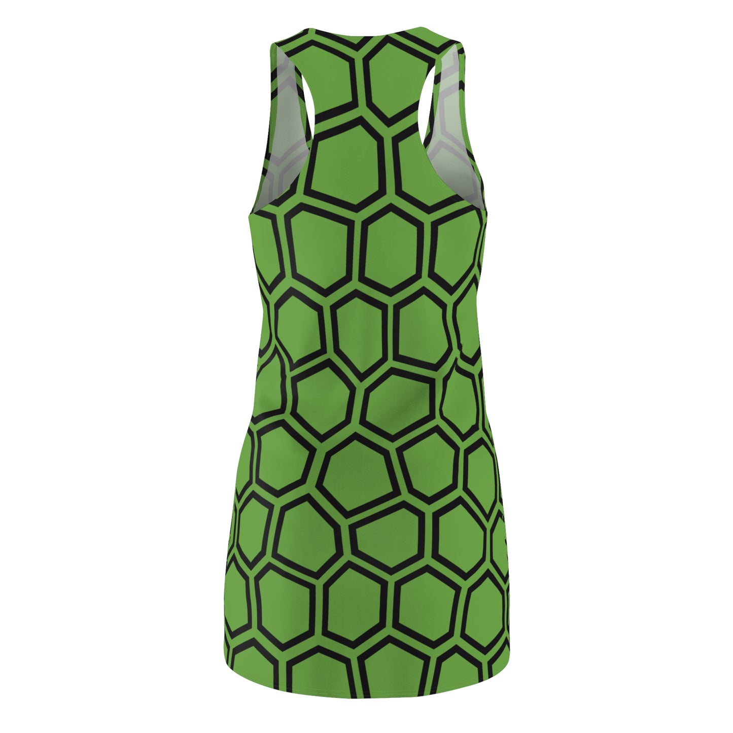 Racerback Kleid Schwarz Grün Hexagon Muster Damen Sommer