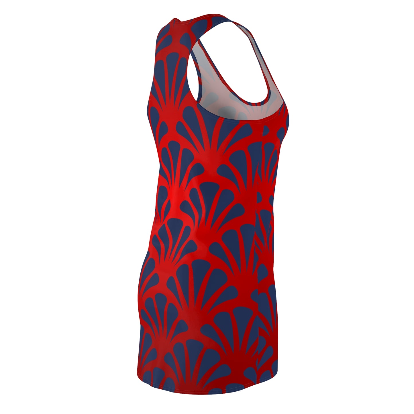 Rot Blau Muster Racerback Kleid – Urlaubs Outfit