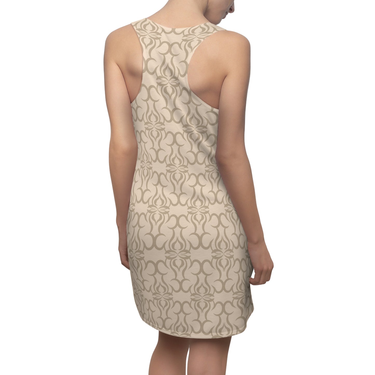 Beige Racerback Kleid – Elegant & Modern mit Muster