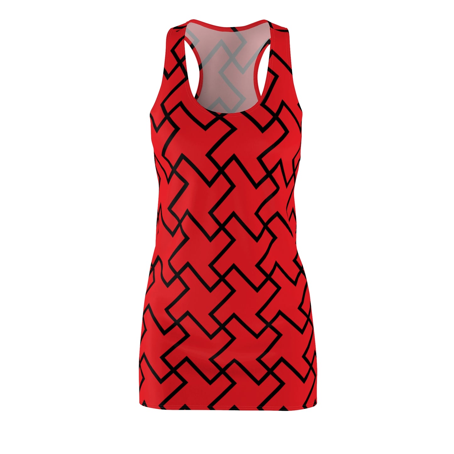 Rotes Geometrie Racerback Kleid – Modern & Bequem