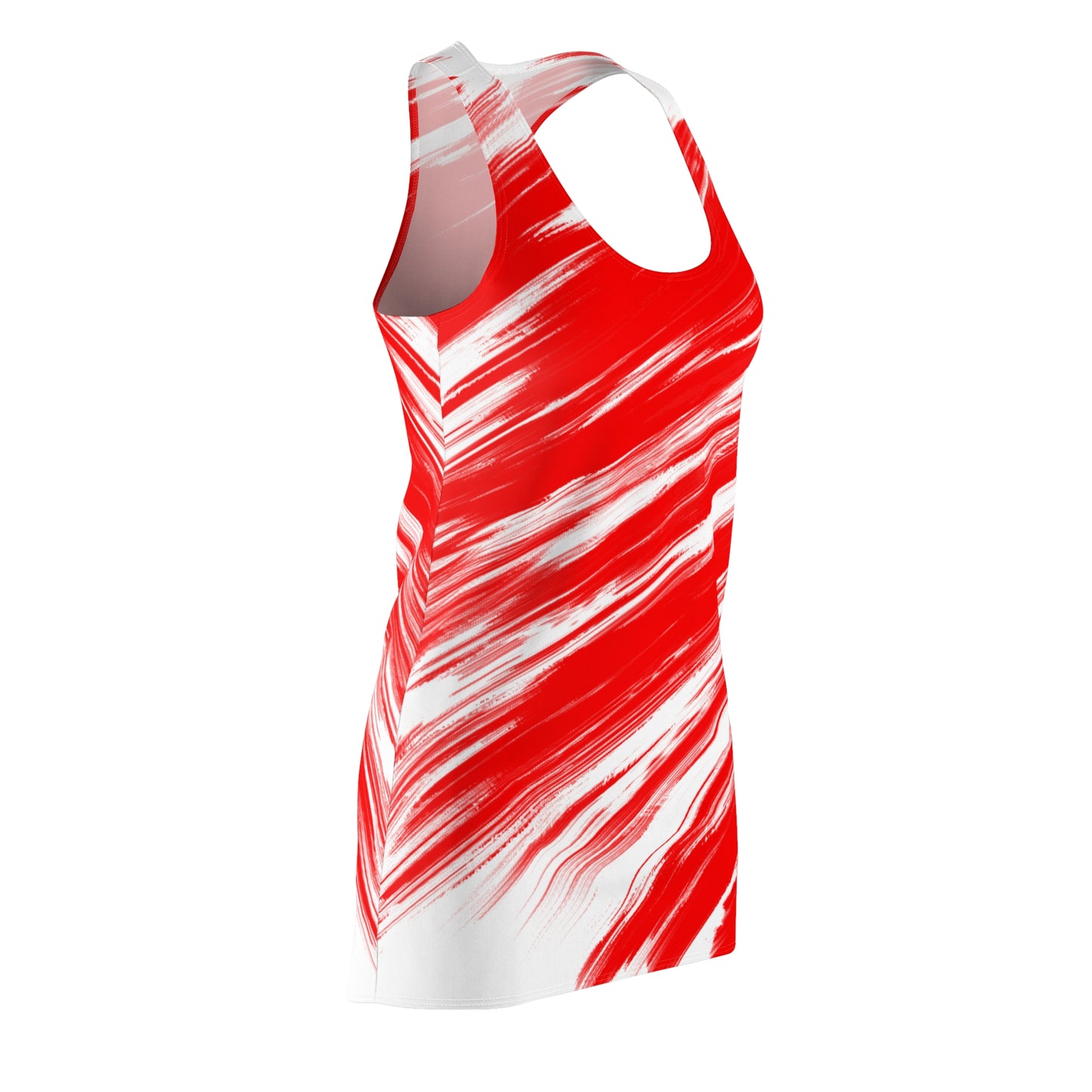 Rotes Racerback Kleid mit weißem Abstract Muster