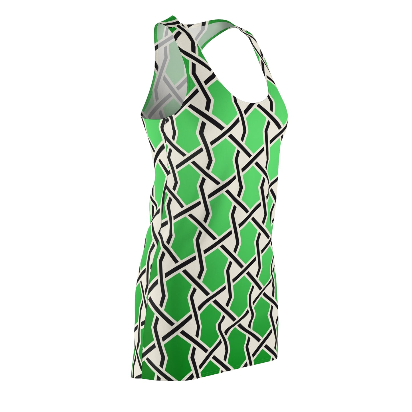 Grünes Racerback Kleid mit geometrischem Muster & Farbverlauf