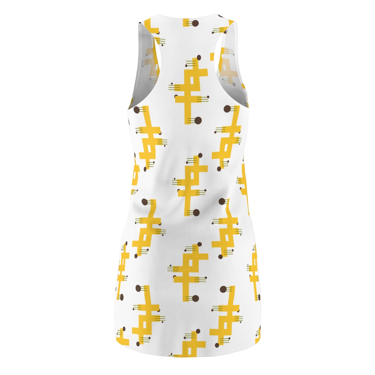 Gelb Grafik Racerback Kleid – Modernes Sommerkleid