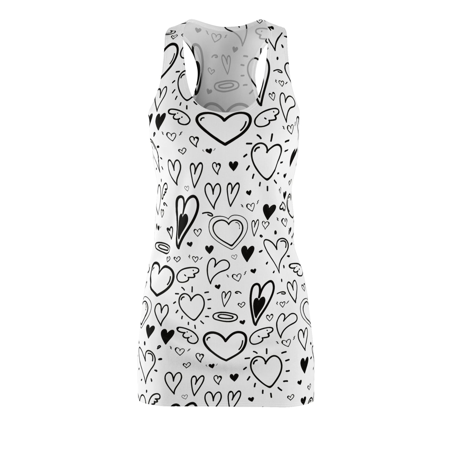 Herz Allover Racerback Kleid – Verspieltes Sommerkleid