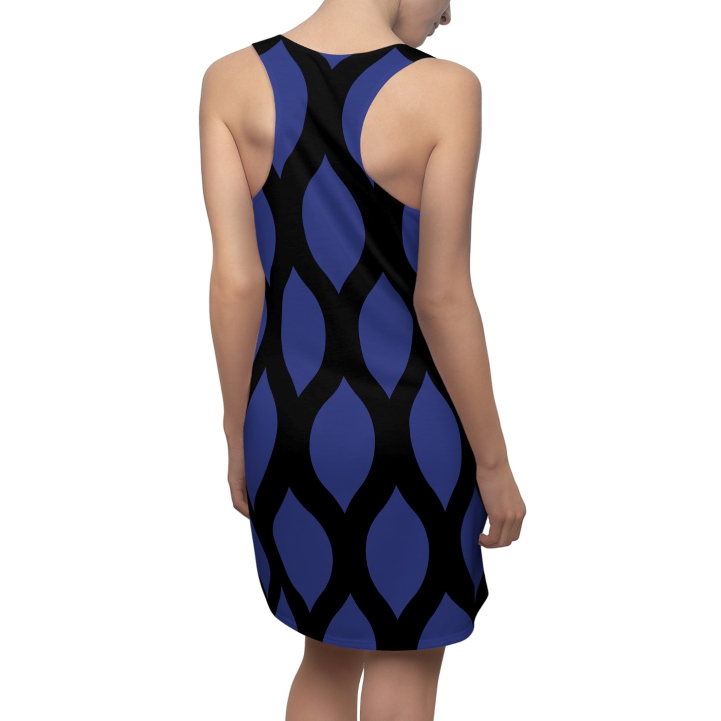 Racerback Kleid Blau Schwarz mit grafischem Muster Damen