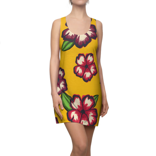 Gelbes Hibiskus Racerback Kleid – Stylishes Sommerkleid