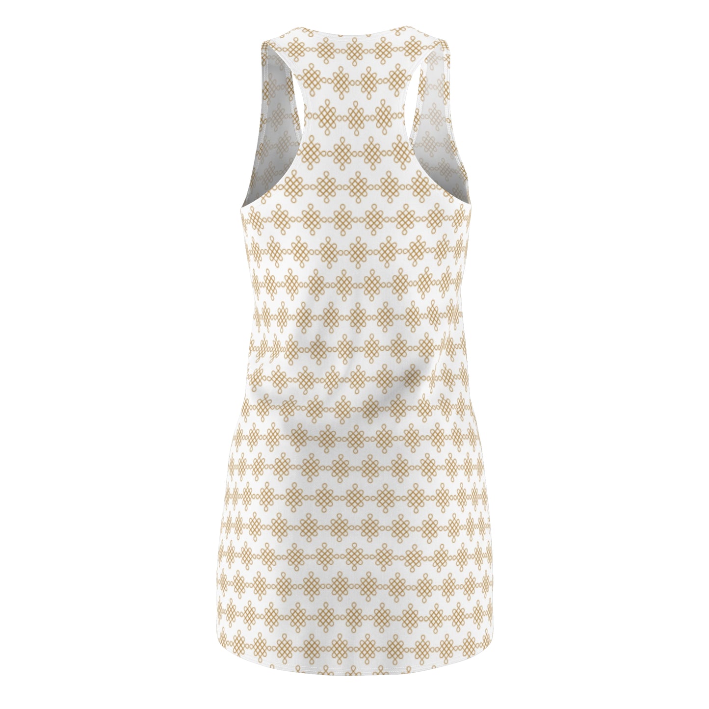 Beiges Damen Sommerkleid mit goldem Ornamentmuster