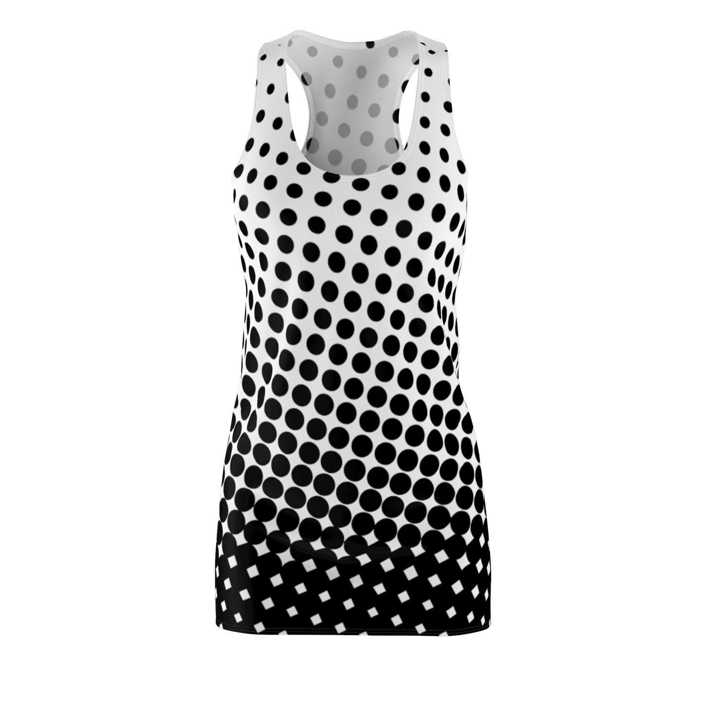 Black White Polka Dot Dress Racerback – Retro Sleeveless Mini