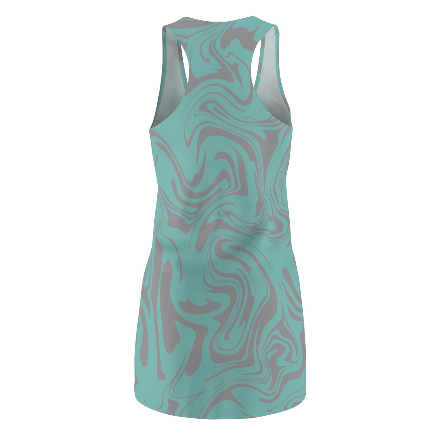Aqua Grau Marmor Racerback Kleid – Trendige Sommer Damenmode