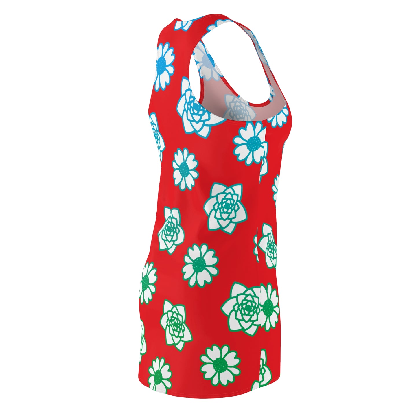 Racerback Kleid Rot mit grünem Blumenmuster Sommerlook