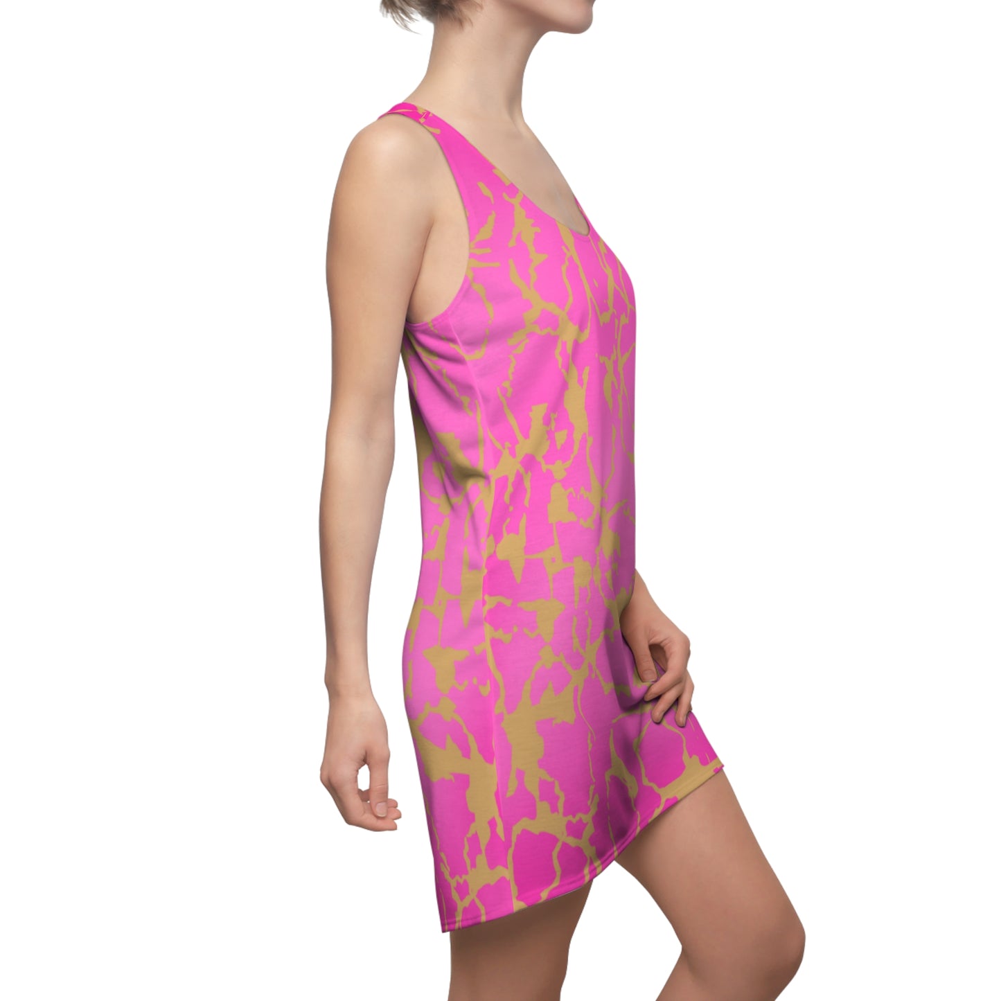 Racerback Kleid Pink Gold mit abstraktem Muster Damen Farbverlauf
