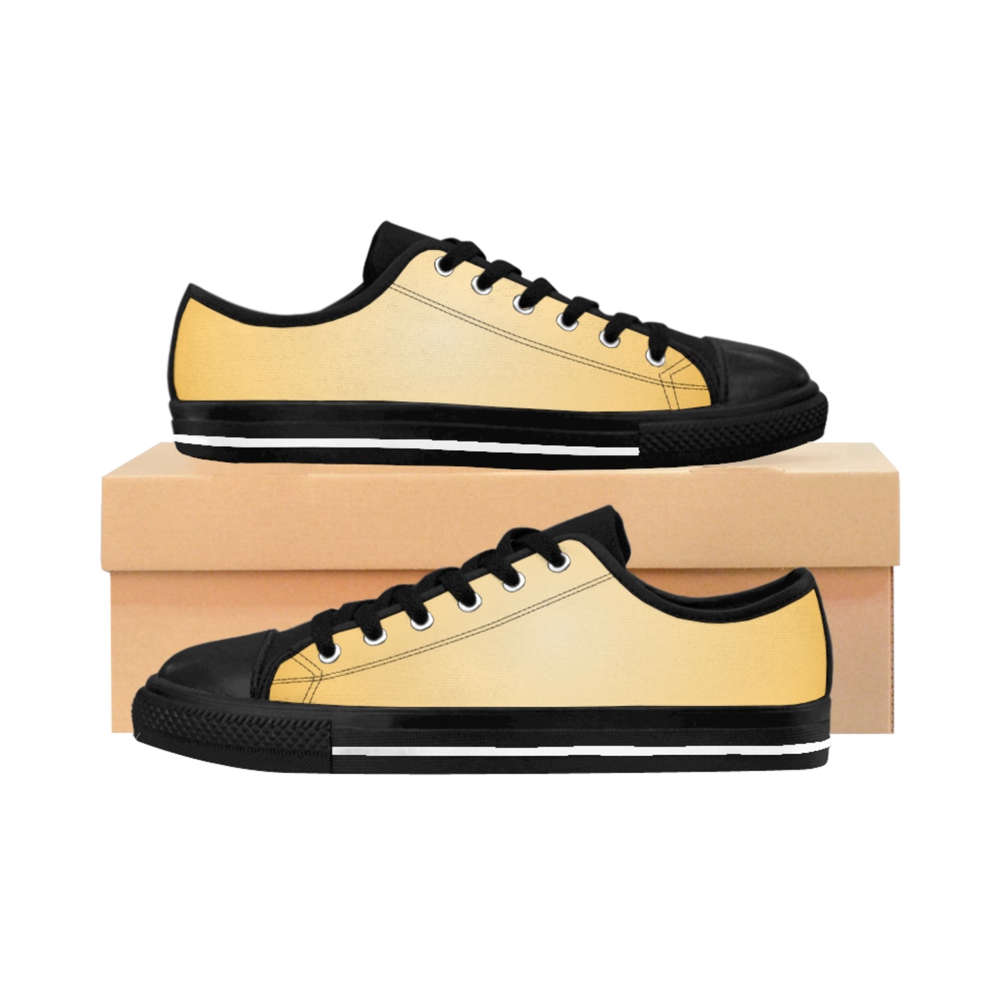 Yellow Gradient Canvas Sneakers Women Casual Lace-Up Shoes