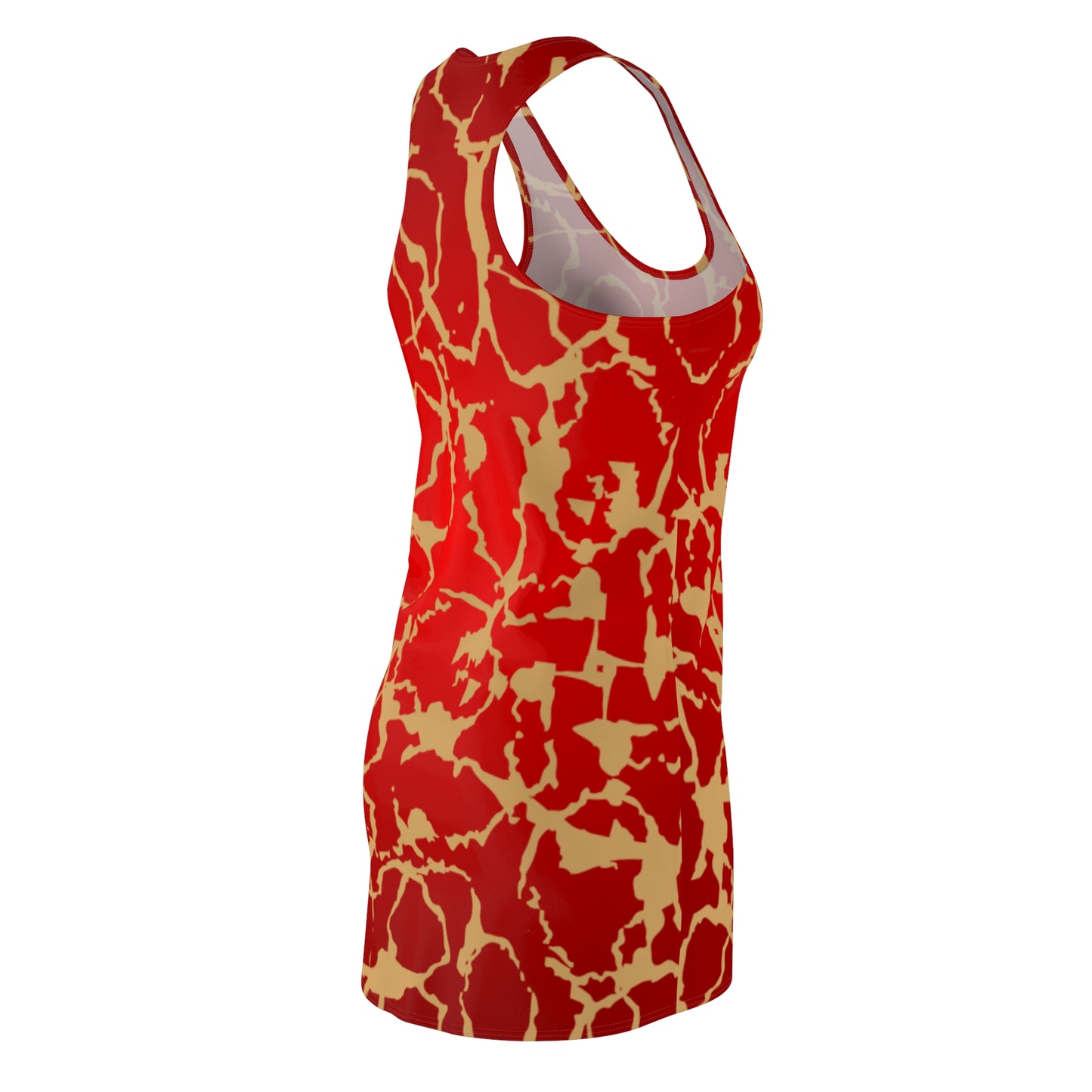 Rotes Damen Sommerkleid mit Farbverlauf und goldenem Muster