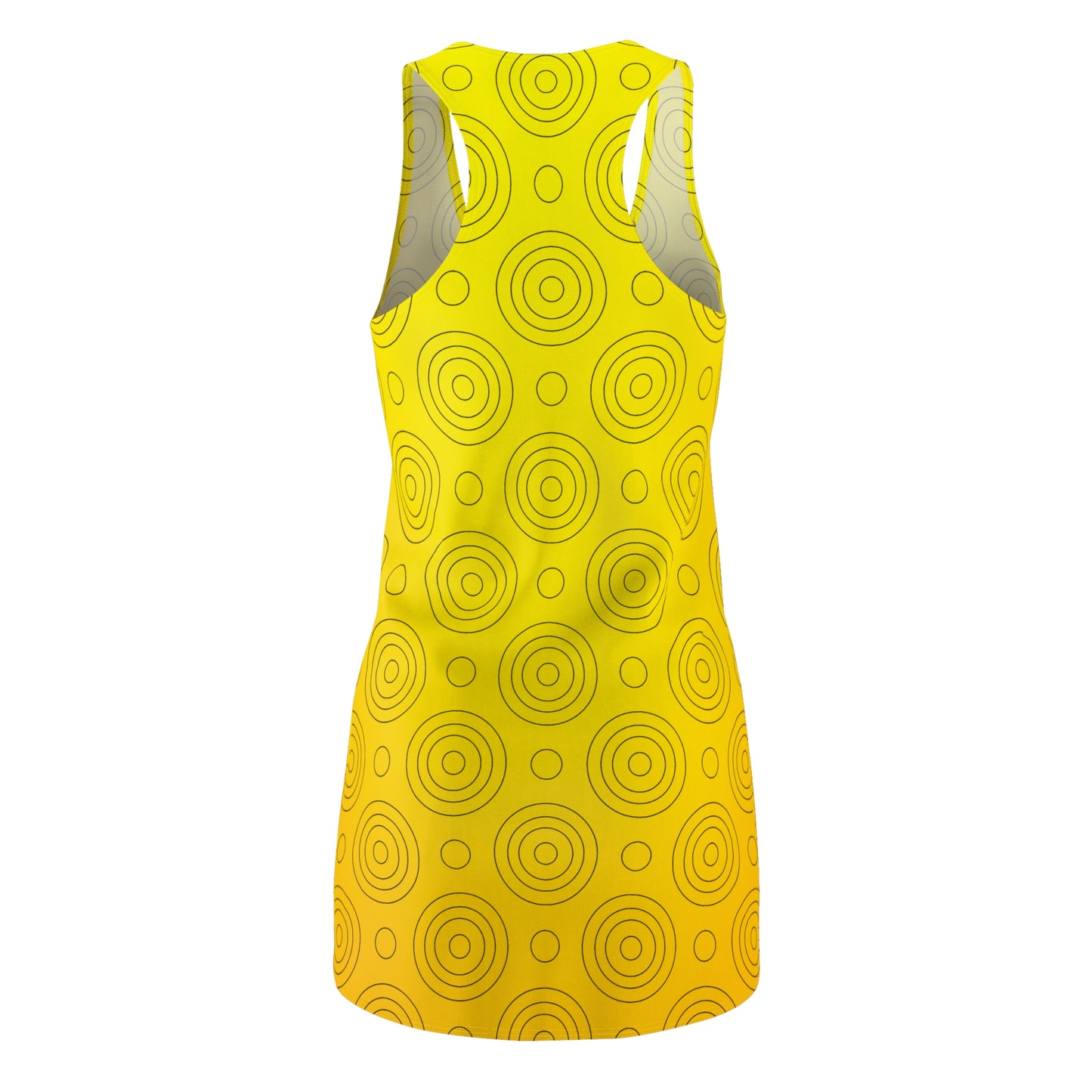Gelbes Racerback Kleid – Sommerkleid mit verspieltem Kreismuster