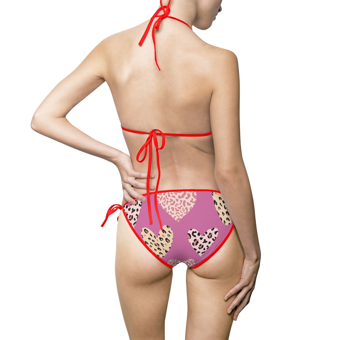 Leopard Heart Bikini Set – Sexy Tierprint Badeanzug Rosa