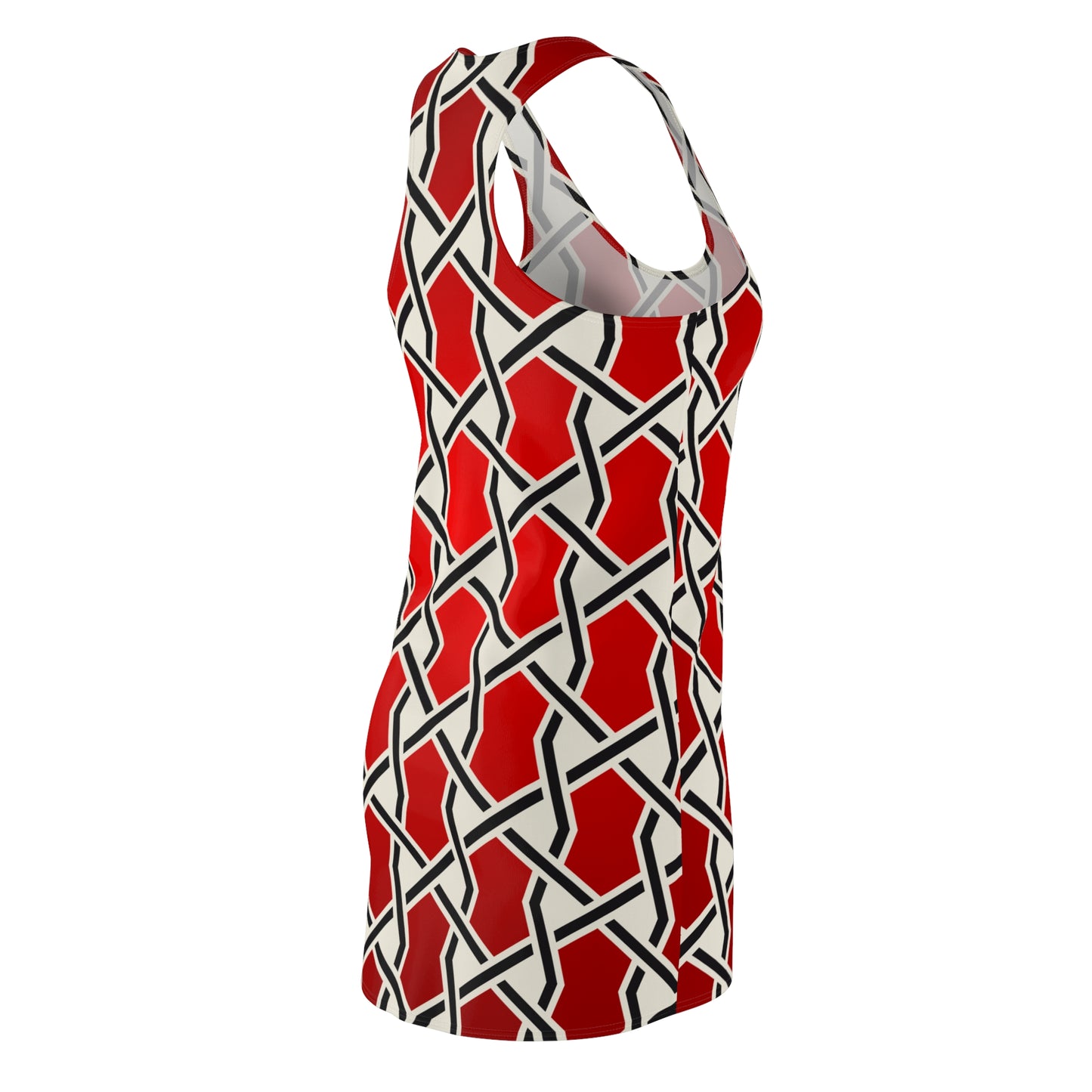 Rotes Racerback Kleid mit geometrischem Muster & sanftem Farbverlauf