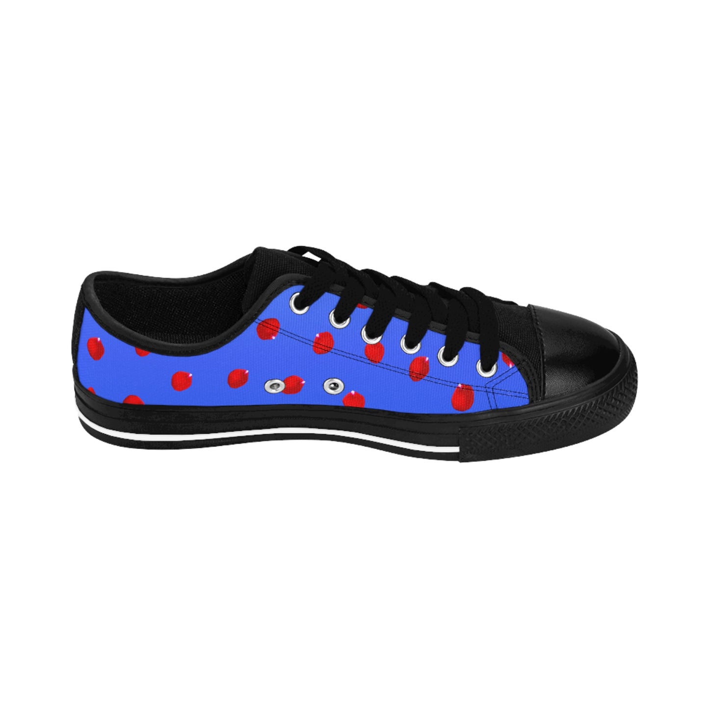 Blue Red Floral Sneakers Women Casual Low Top Canvas Shoes