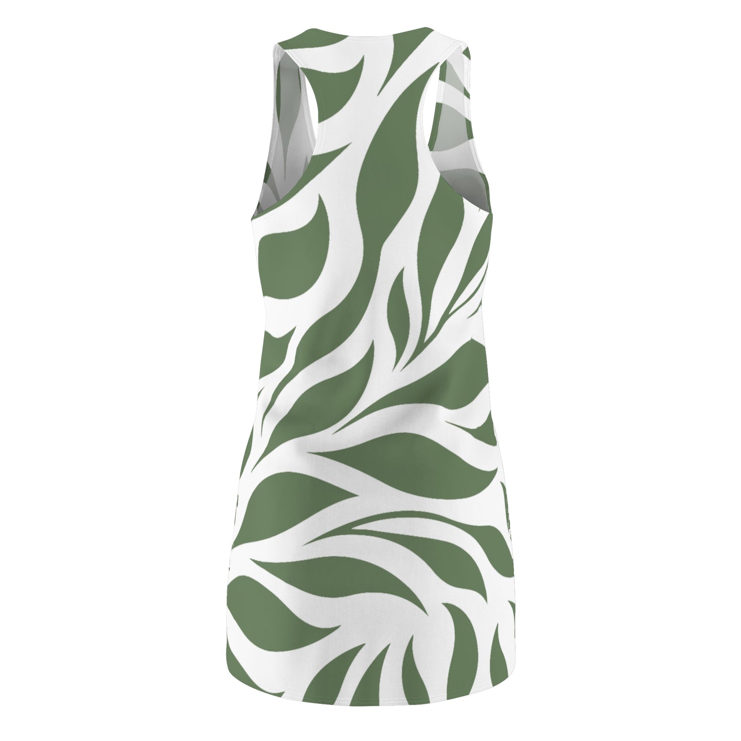 Grün Weiß Blatt Racerback Kleid – Natur Sommerkleid