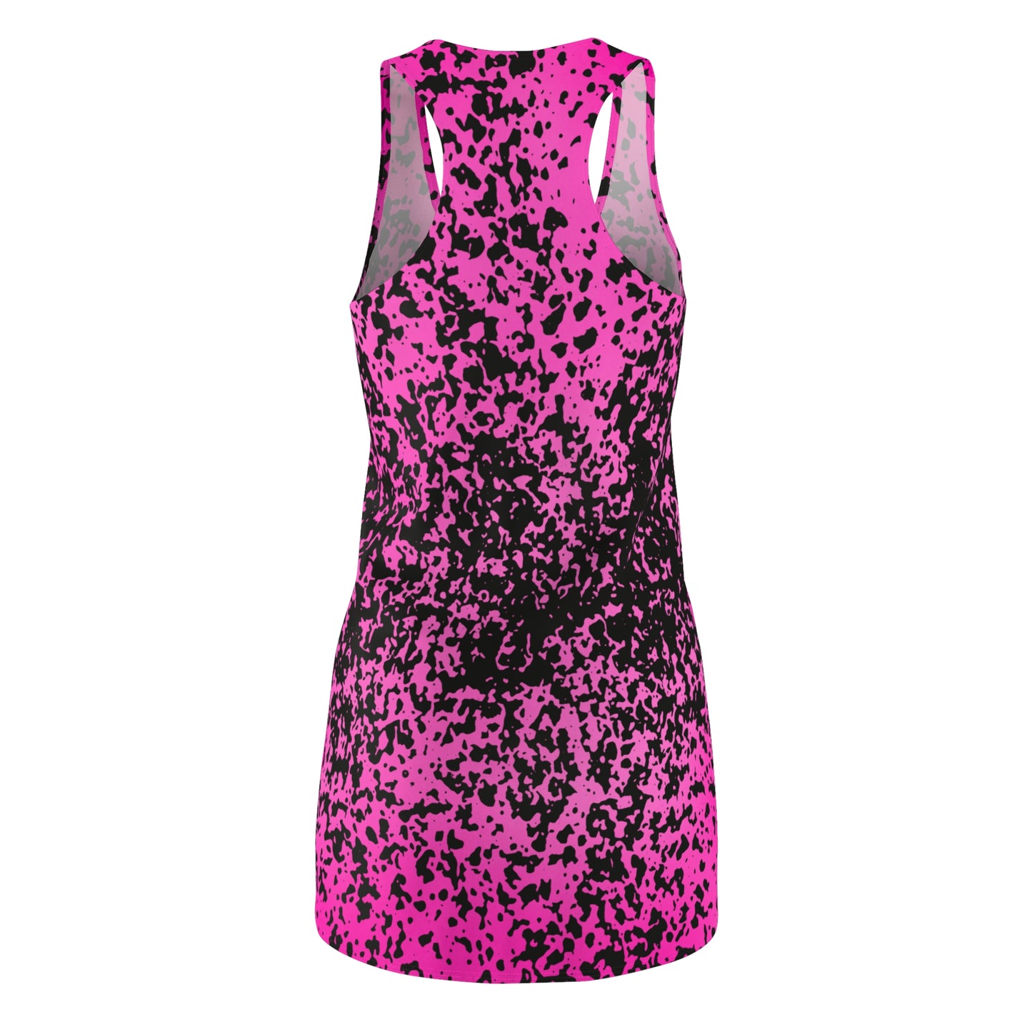 Racerback Damenkleid Sommer – Pinker Farbverlauf mit abstraktem Muster