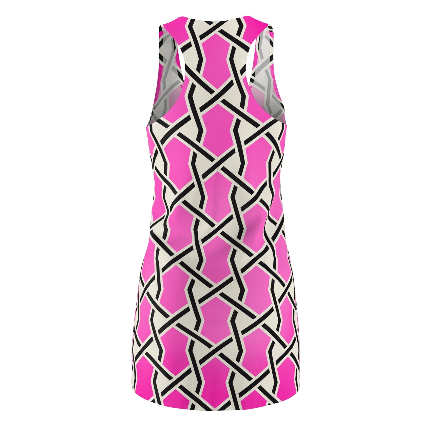 Pinkes Racerback Kleid mit geometrischem Linienmuster