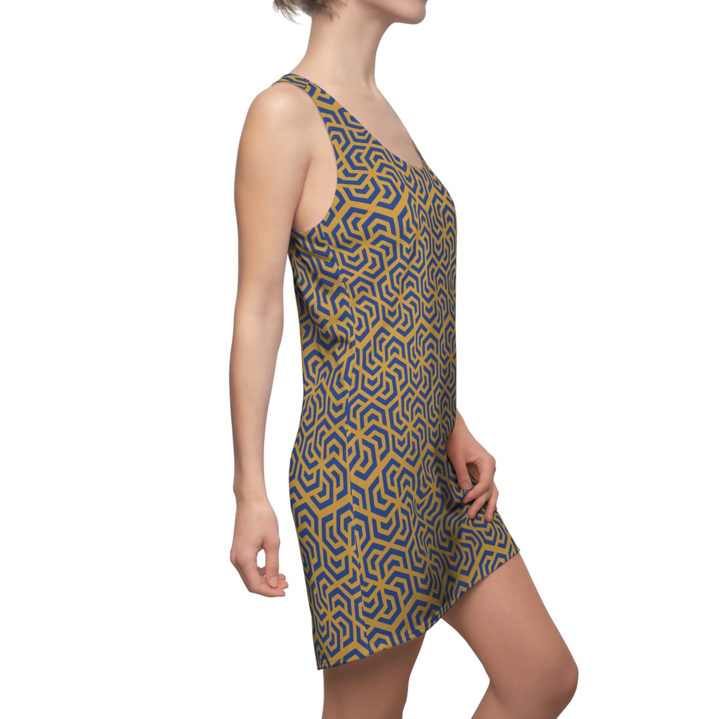 Luxury Racerback Dress mit Modern Geometric Maze Pattern